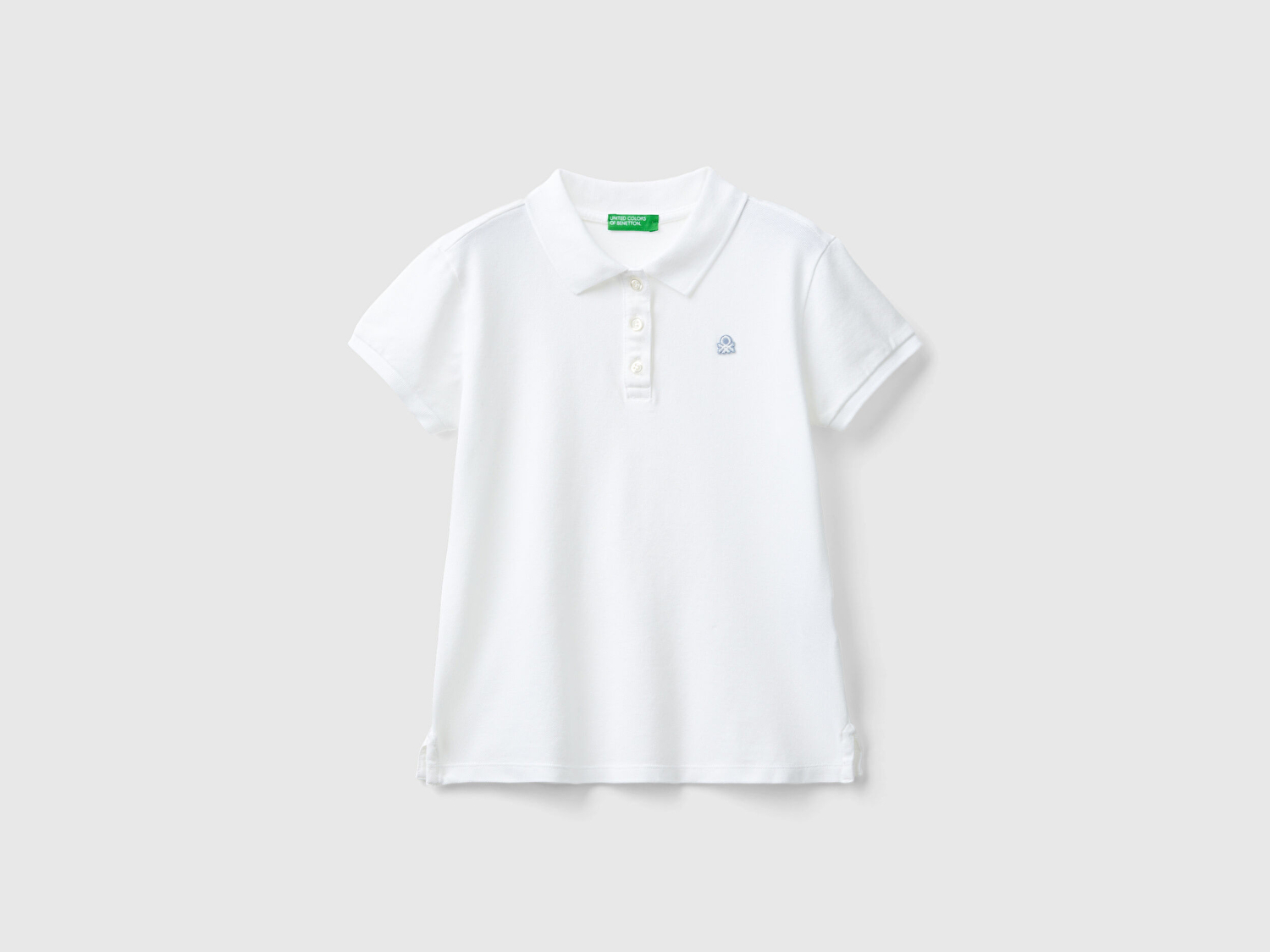 Benetton Kız Çocuk Beyaz Logolu Pike Polo T-Shirt