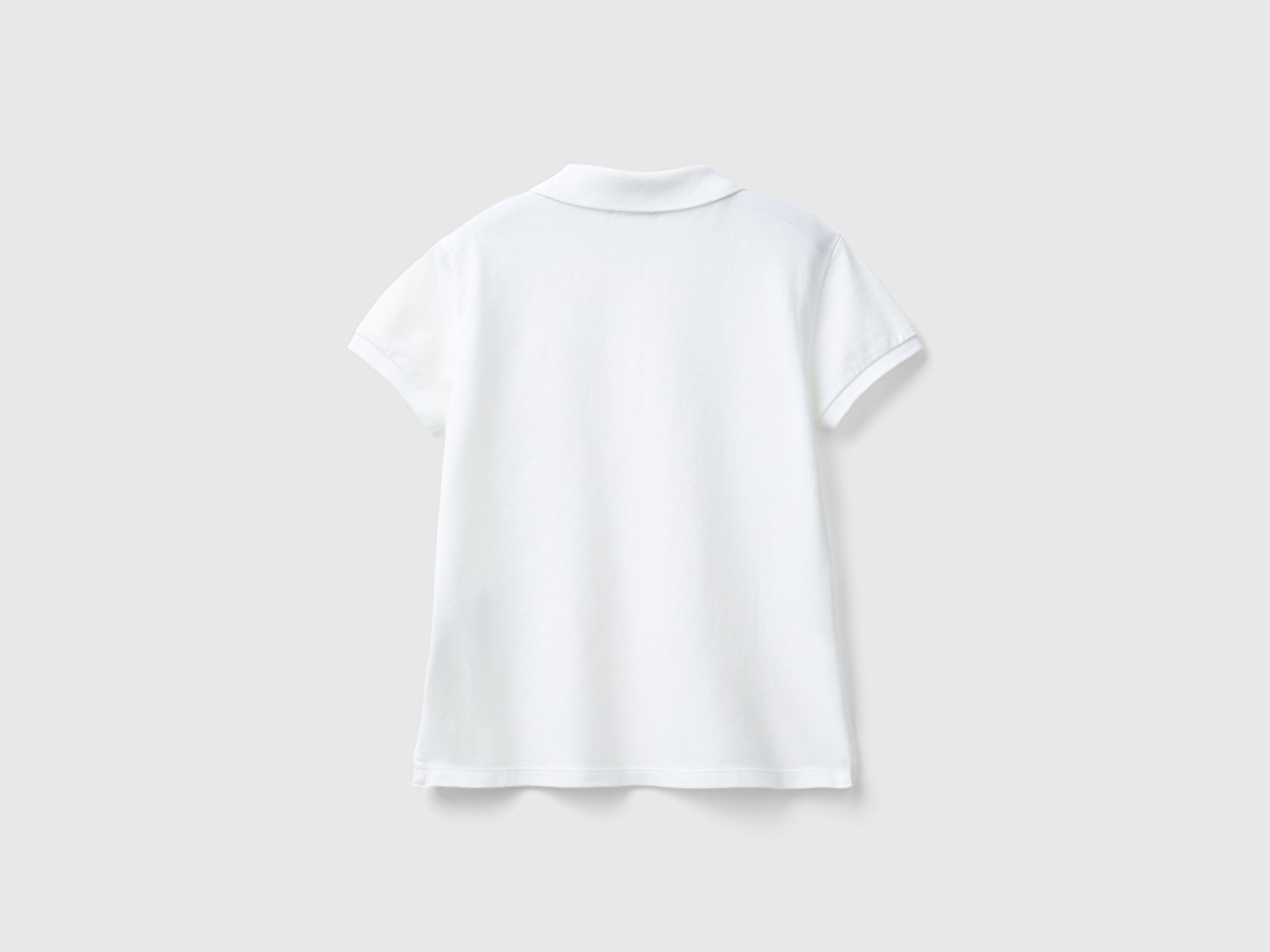 Benetton Kız Çocuk Beyaz Logolu Pike Polo T-Shirt