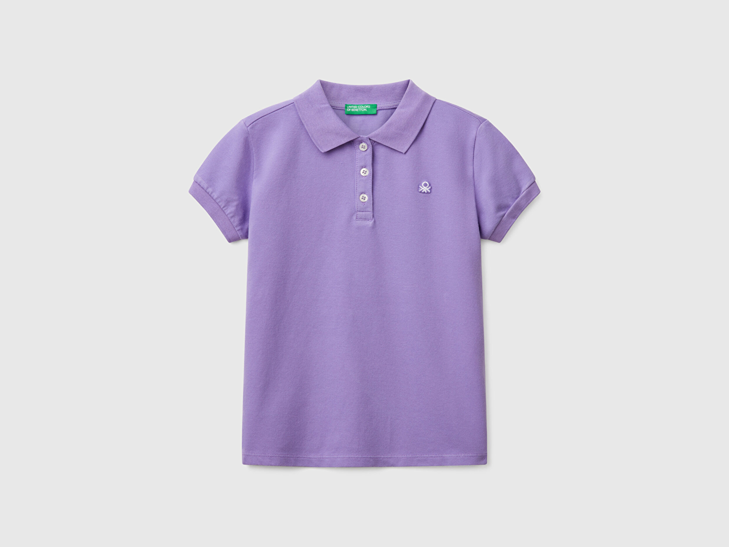 Benetton Kız Çocuk Mor Logolu Pike Polo T-Shirt