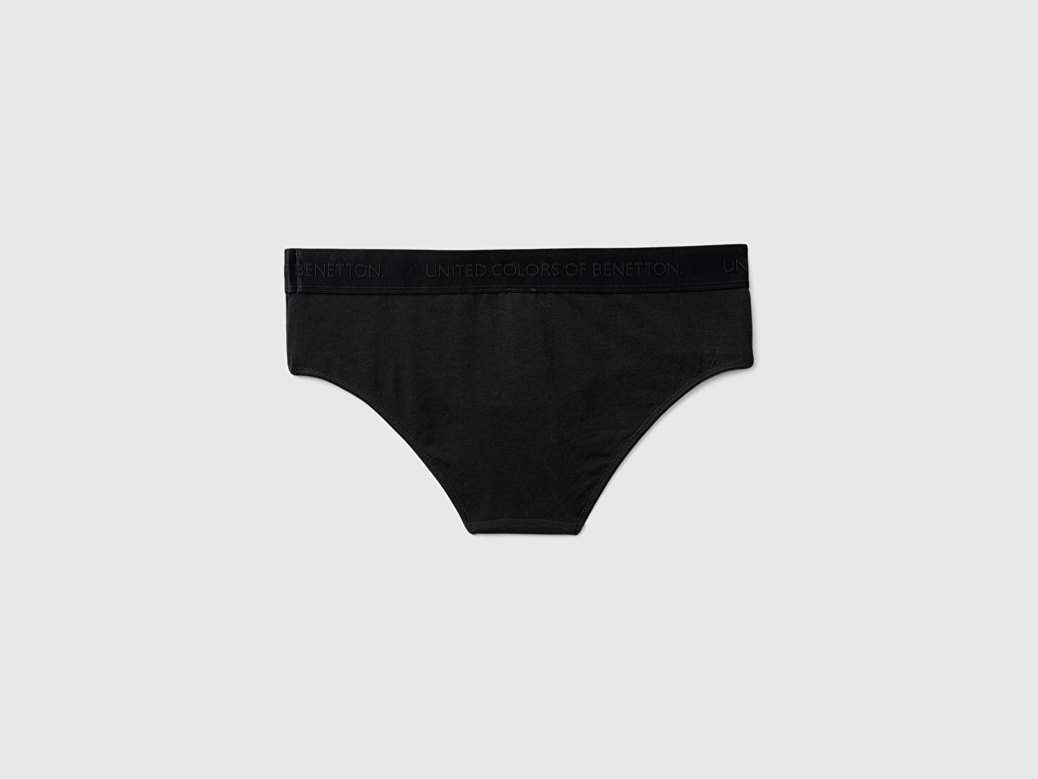 Benetton Kadın Siyah Pamuk Karışımlı Bel Bandı Logolu Hipster Kesim Külot