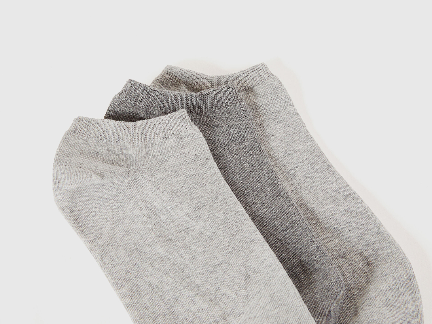 Benetton Unisex Gri 3'lü Patik Çorap