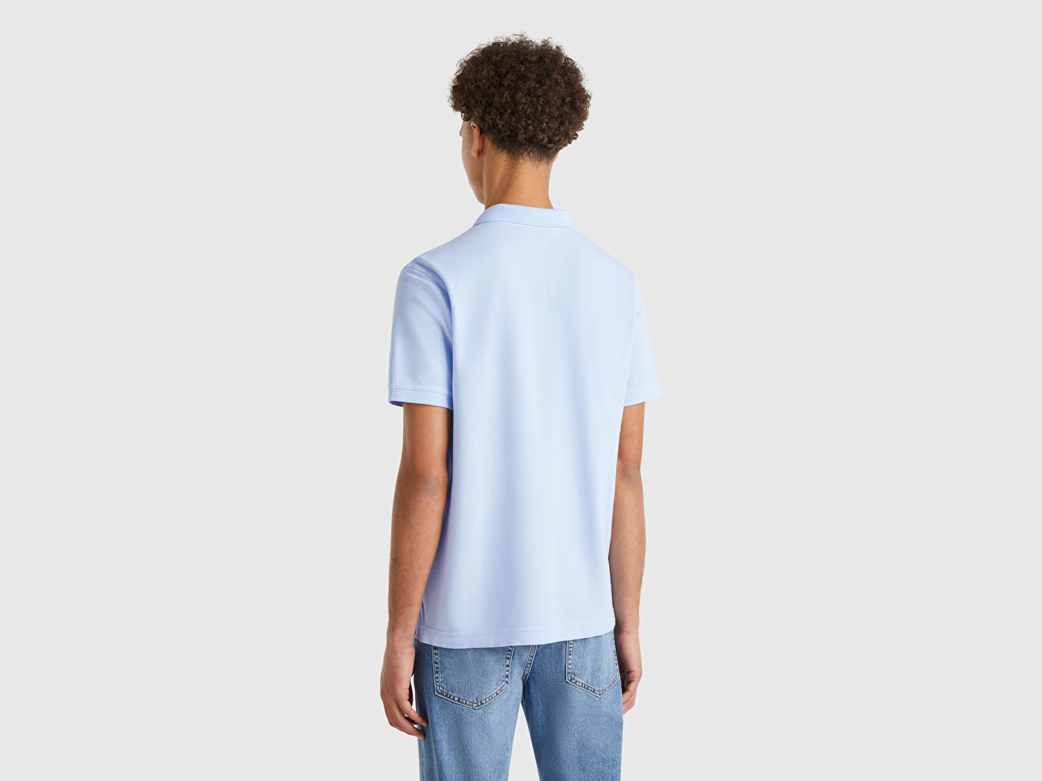 Benetton Erkek Açık Mavi Regular Fit Kısa Kollu Polo T-Shirt