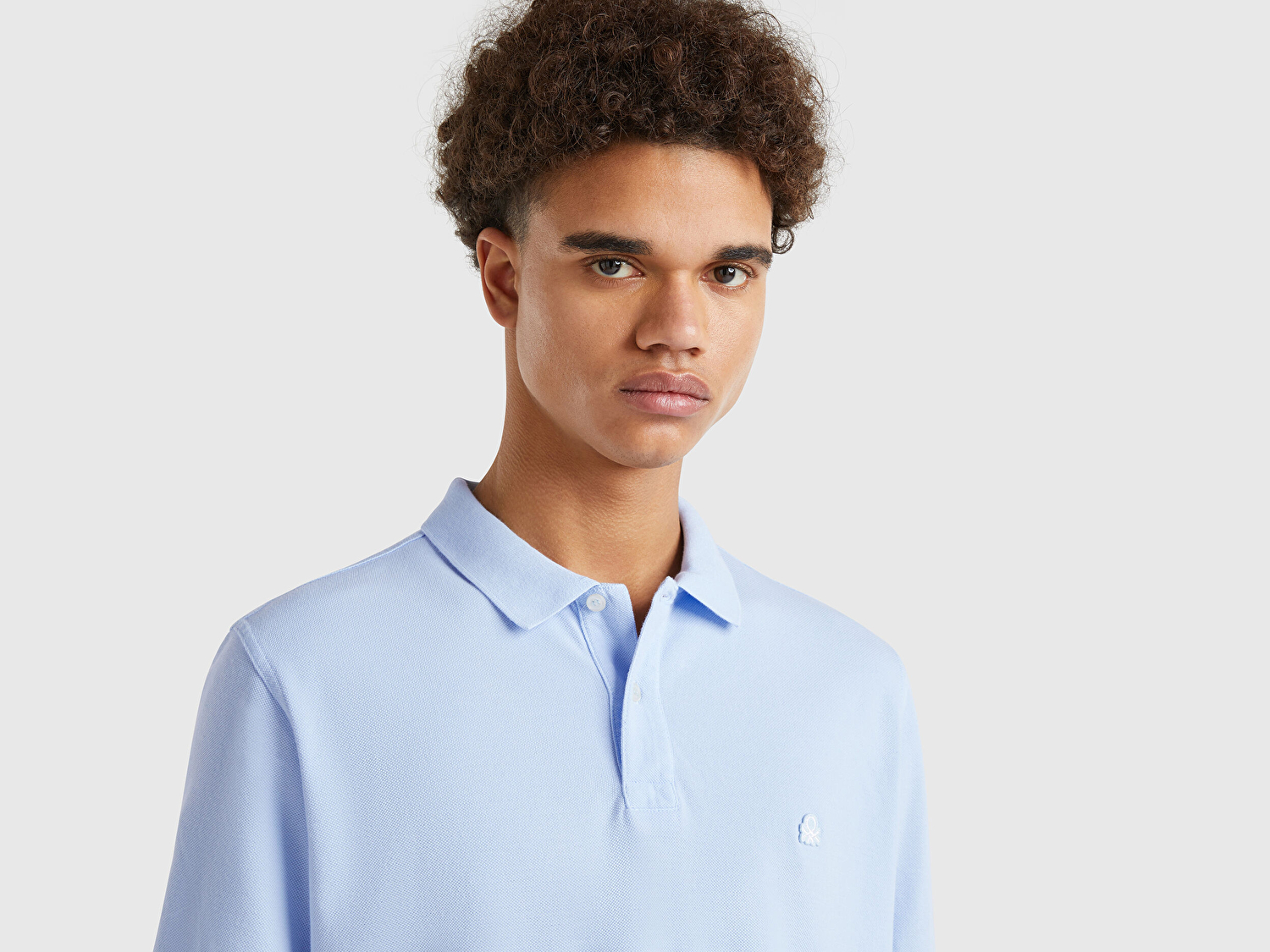 Benetton Erkek Açık Mavi Regular Fit Kısa Kollu Polo T-Shirt
