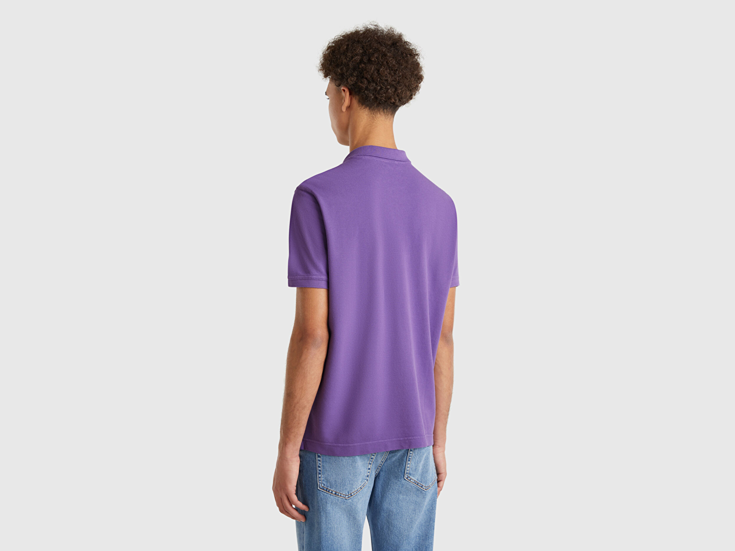 Benetton Erkek Lavanta Moru Regular Fit Kısa Kollu Polo T-Shirt