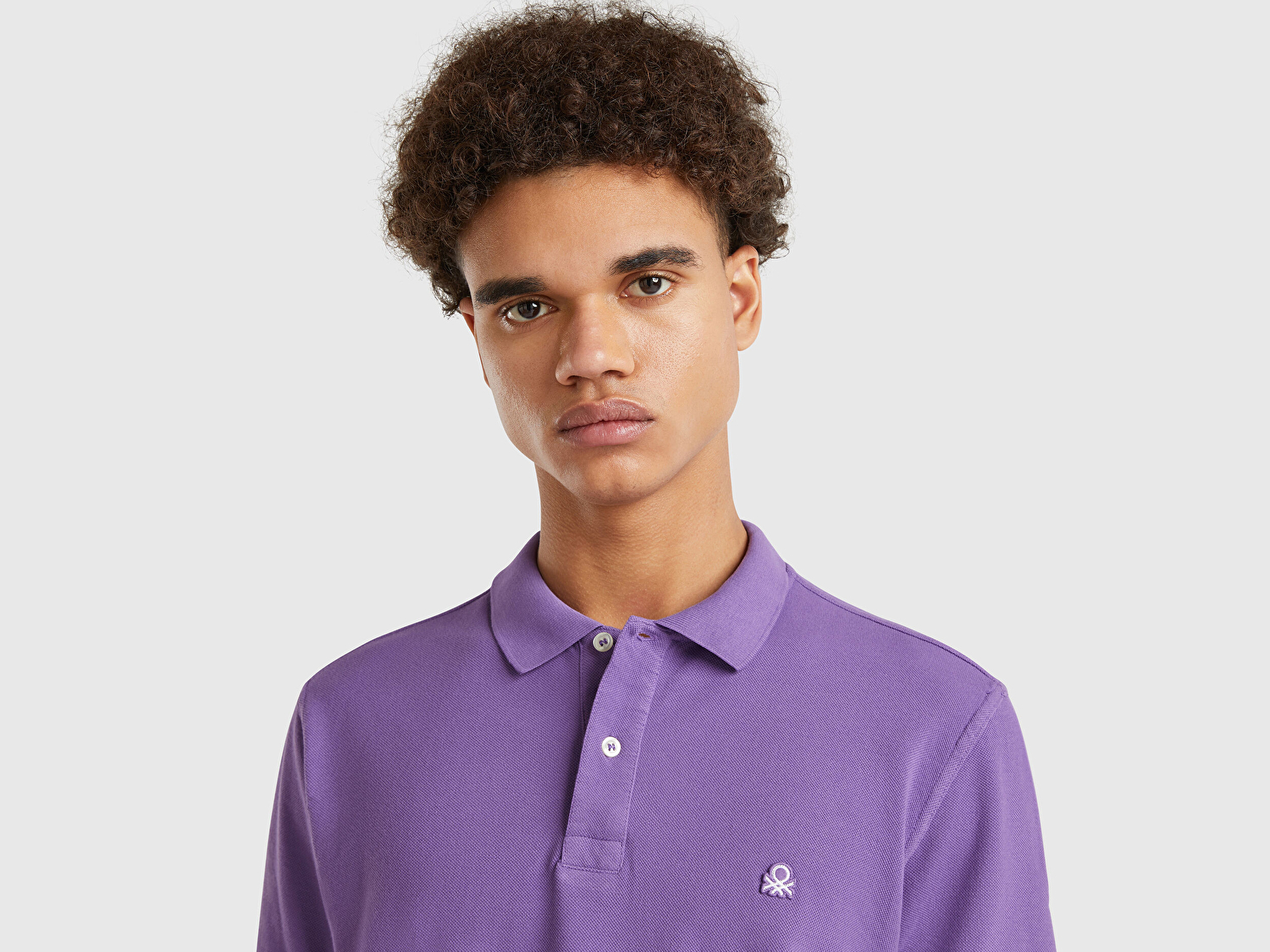 Benetton Erkek Lavanta Moru Regular Fit Kısa Kollu Polo T-Shirt