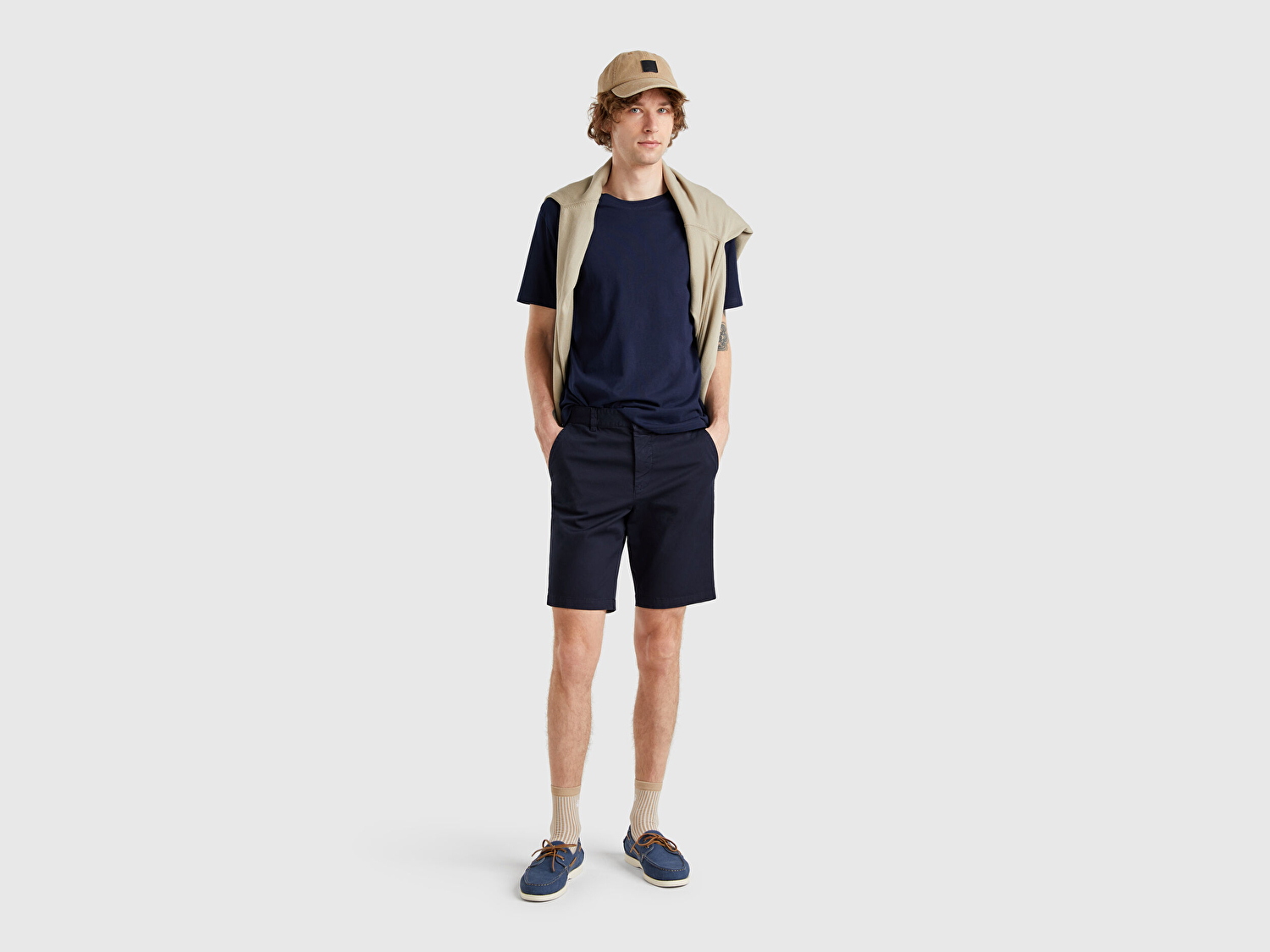 Benetton Erkek Lacivert Chino Bermuda