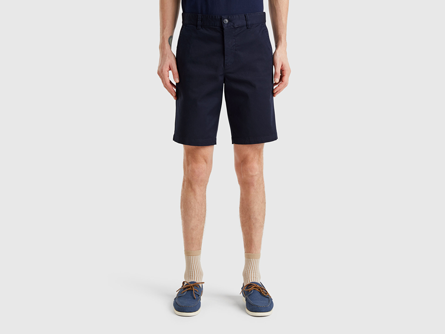 Benetton Erkek Lacivert Chino Bermuda