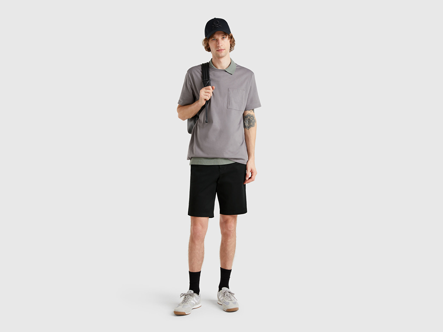 Benetton Erkek Siyah Chino Bermuda