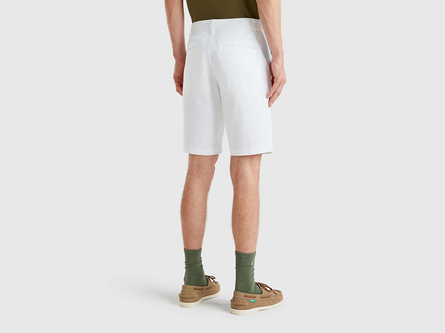 Benetton Erkek Beyaz Chino Bermuda
