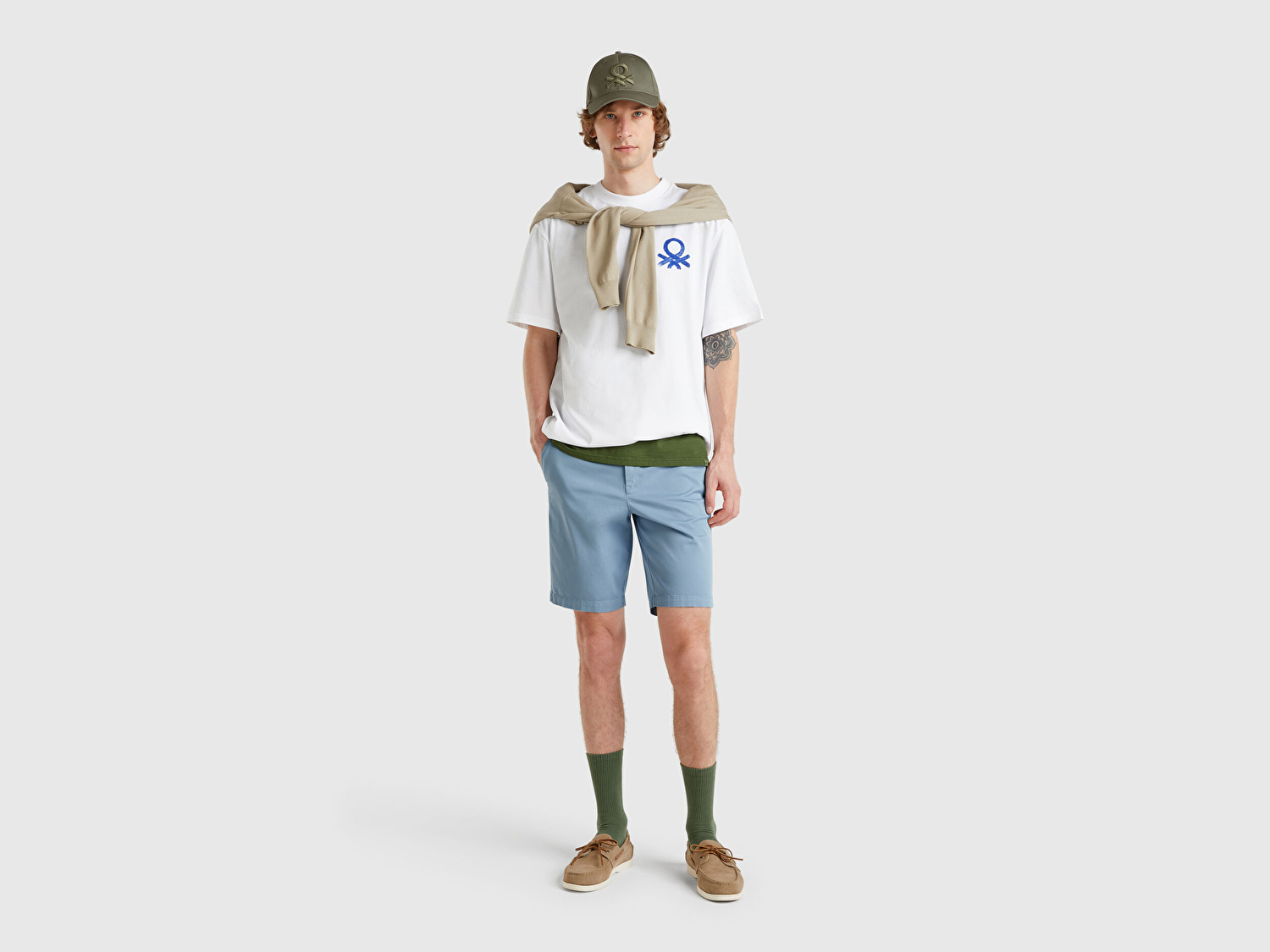 Benetton Erkek Açık Mavi Chino Bermuda