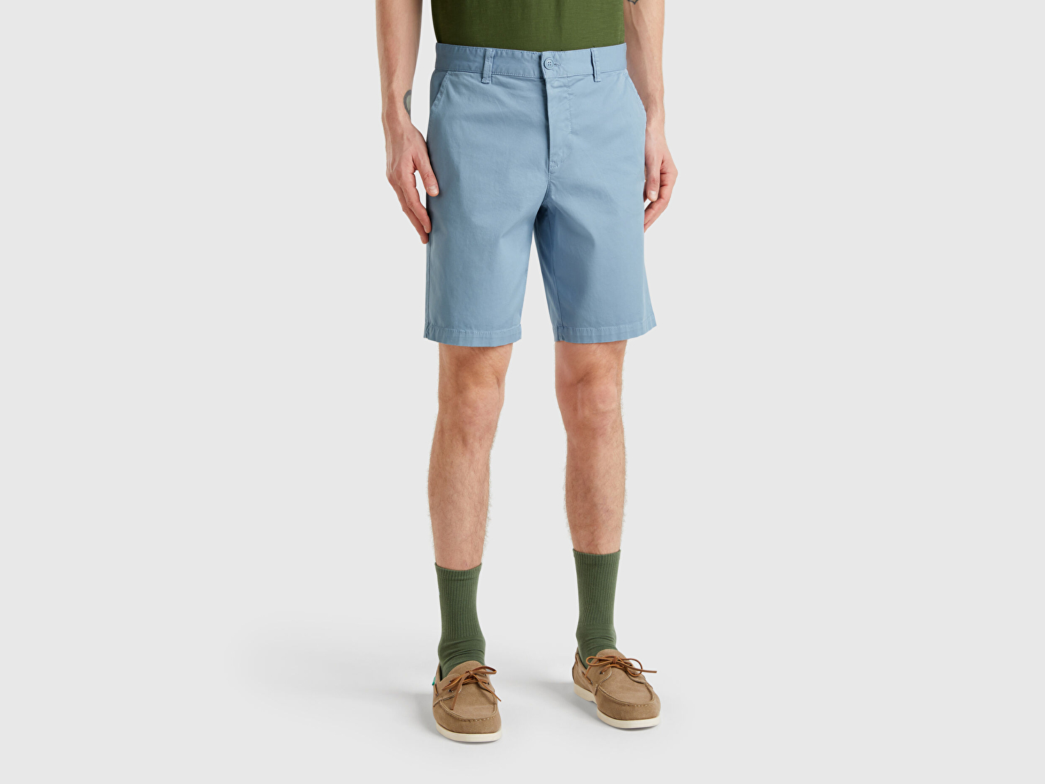 Benetton Erkek Açık Mavi Chino Bermuda
