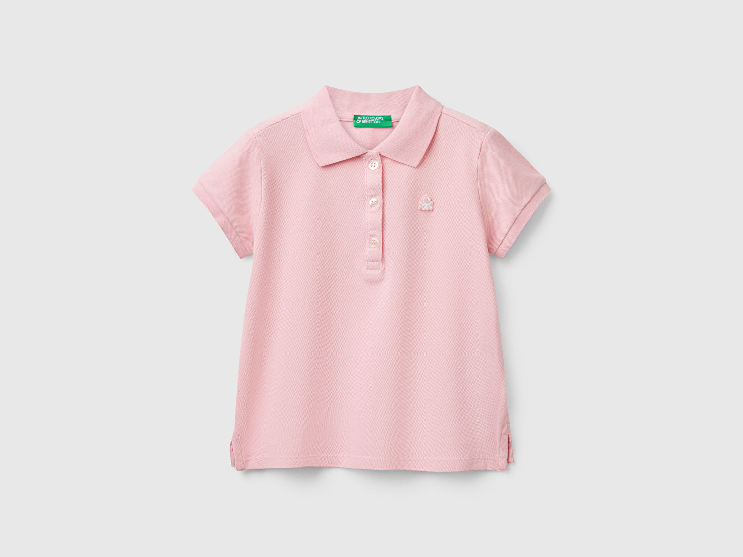 Benetton Kız Bebek Pembe Logolu Pike Polo T-Shirt