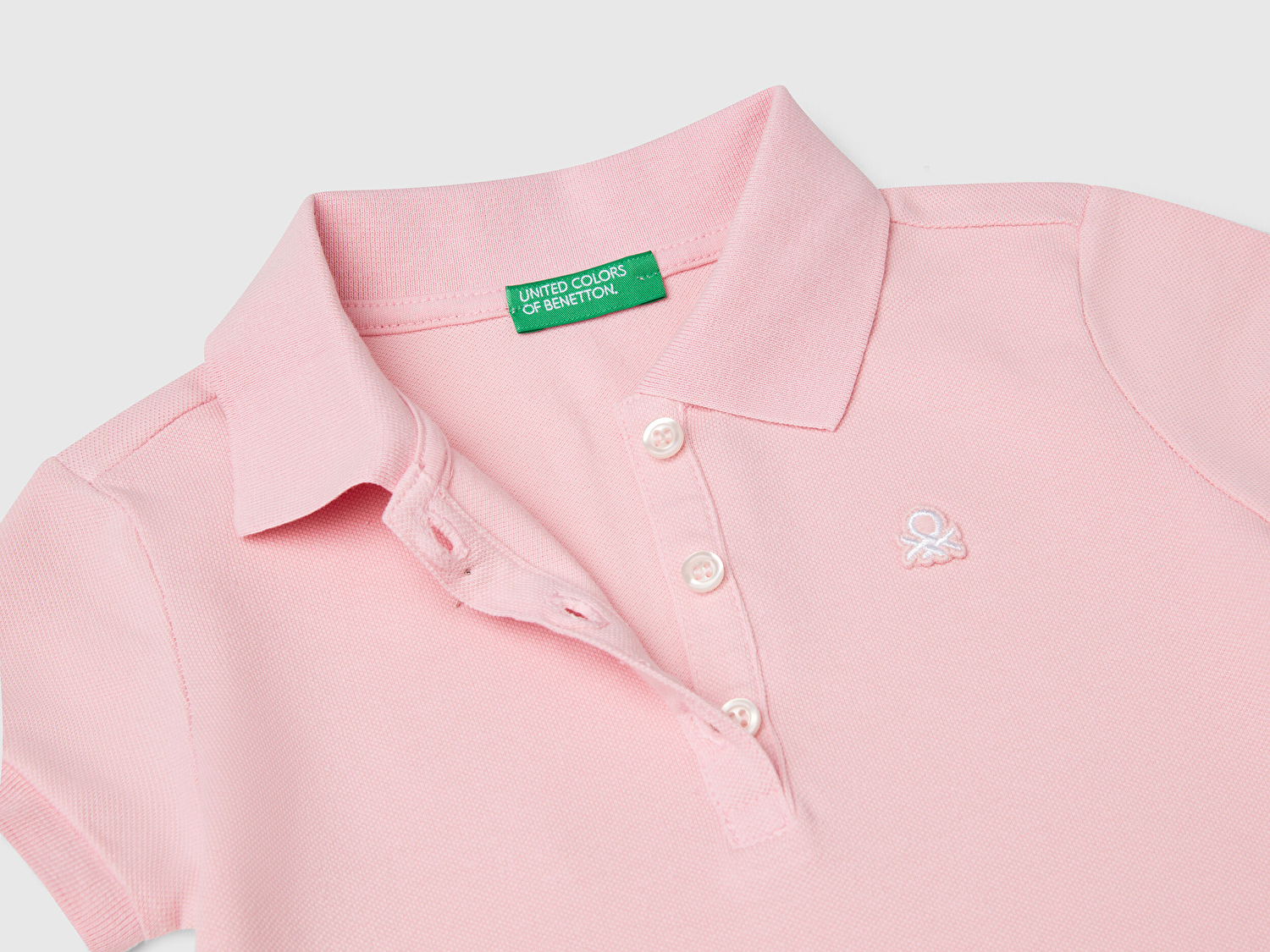 Benetton Kız Bebek Pembe Logolu Pike Polo T-Shirt