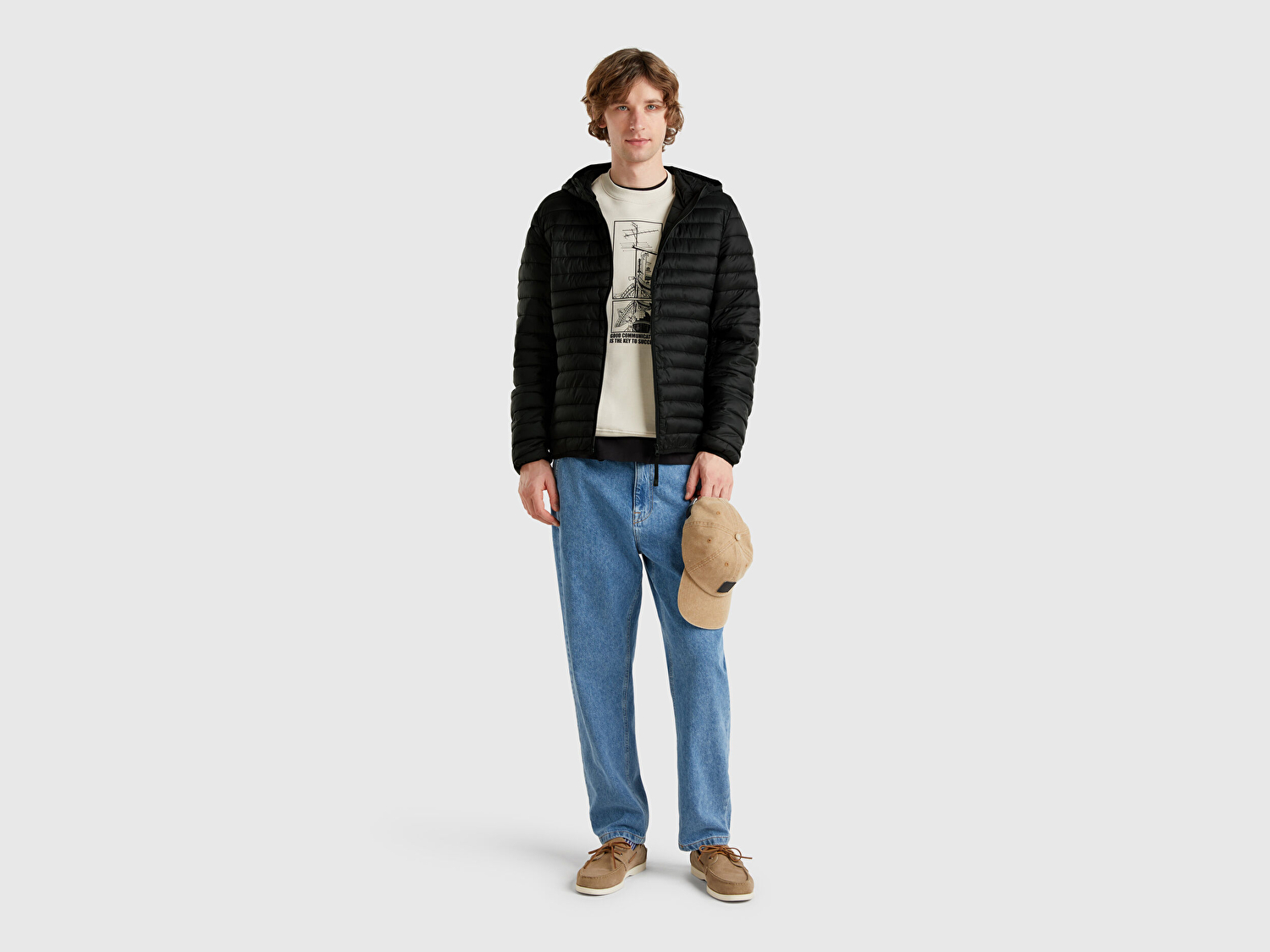 Benetton Erkek Siyah %100 Pamuk Yama Cep Detaylı Oversize T-Shirt