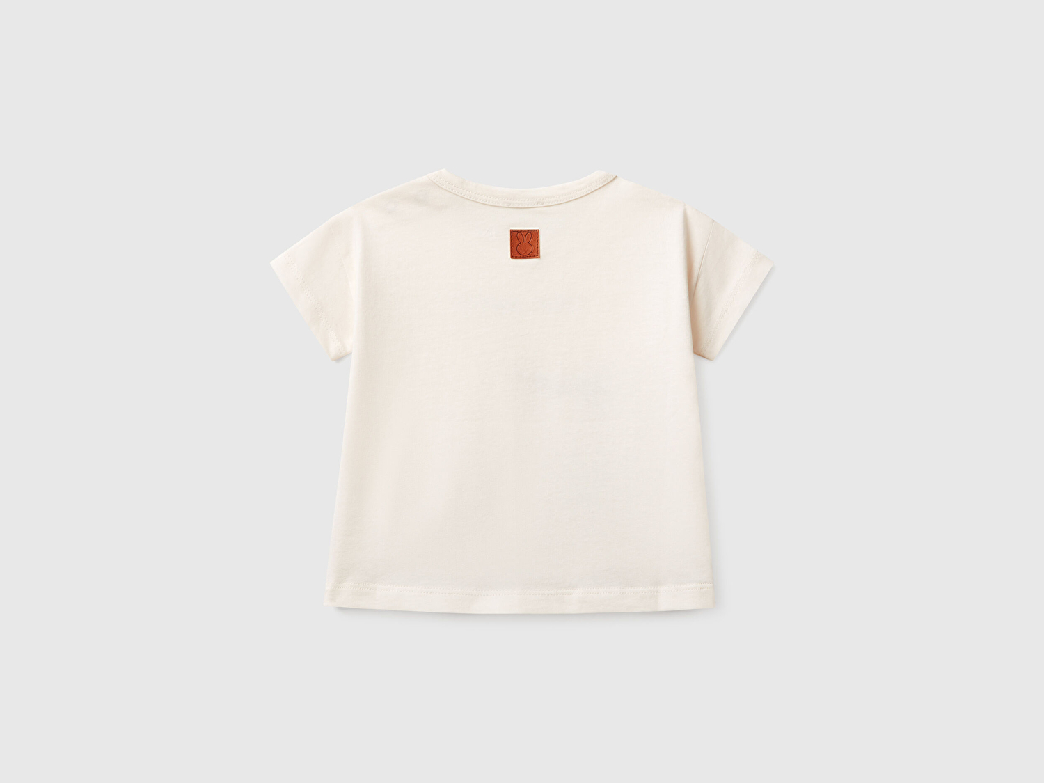 Benetton Bebek Ekru Önü Grafik Baskılı Arkası Logo Detaylı T-Shirt