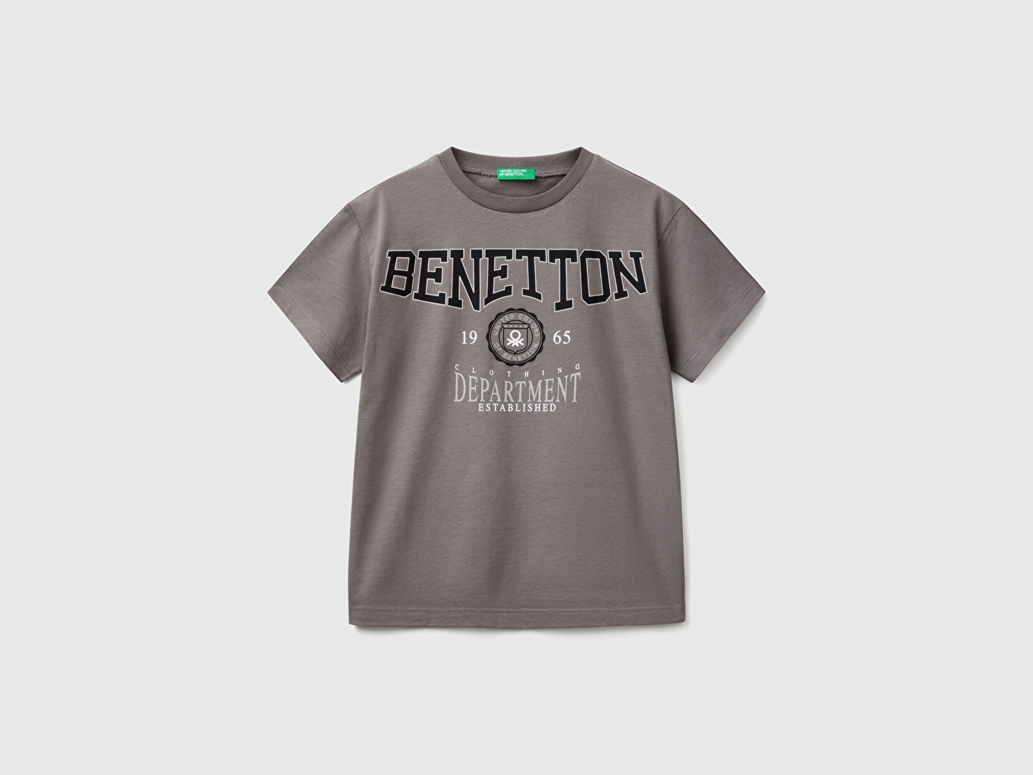 Benetton Erkek Çocuk Antrasit Benetton Logo Baskılı T-Shirt