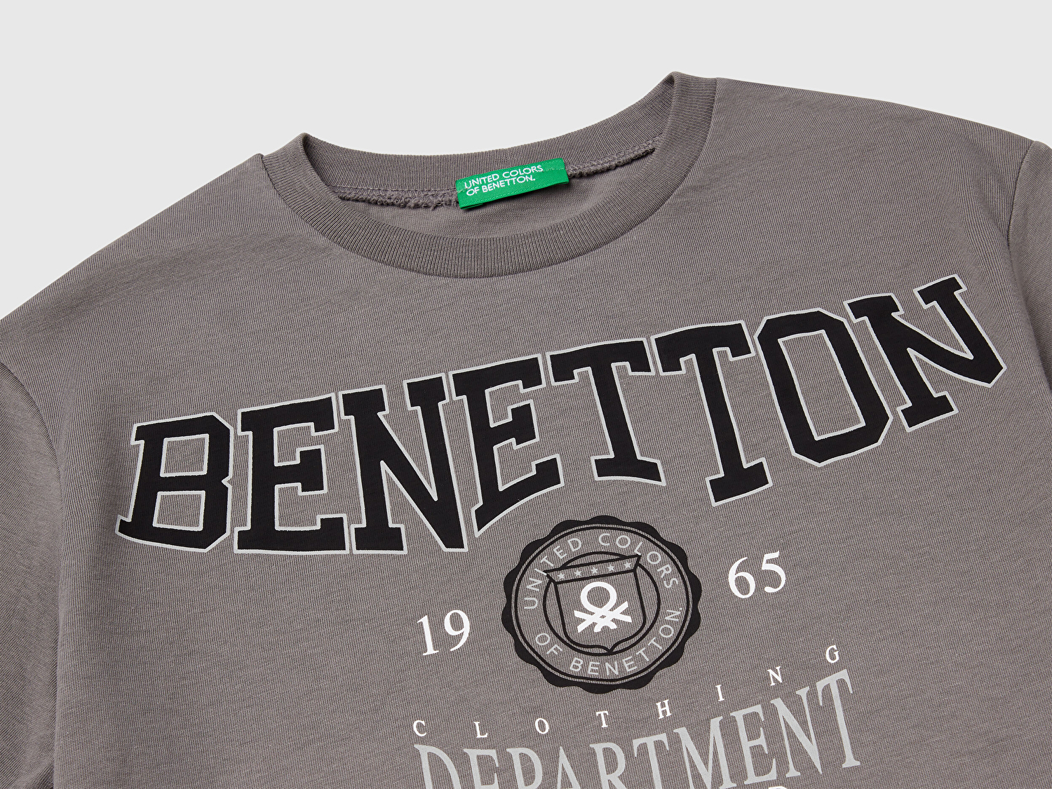 Benetton Erkek Çocuk Antrasit Benetton Logo Baskılı T-Shirt