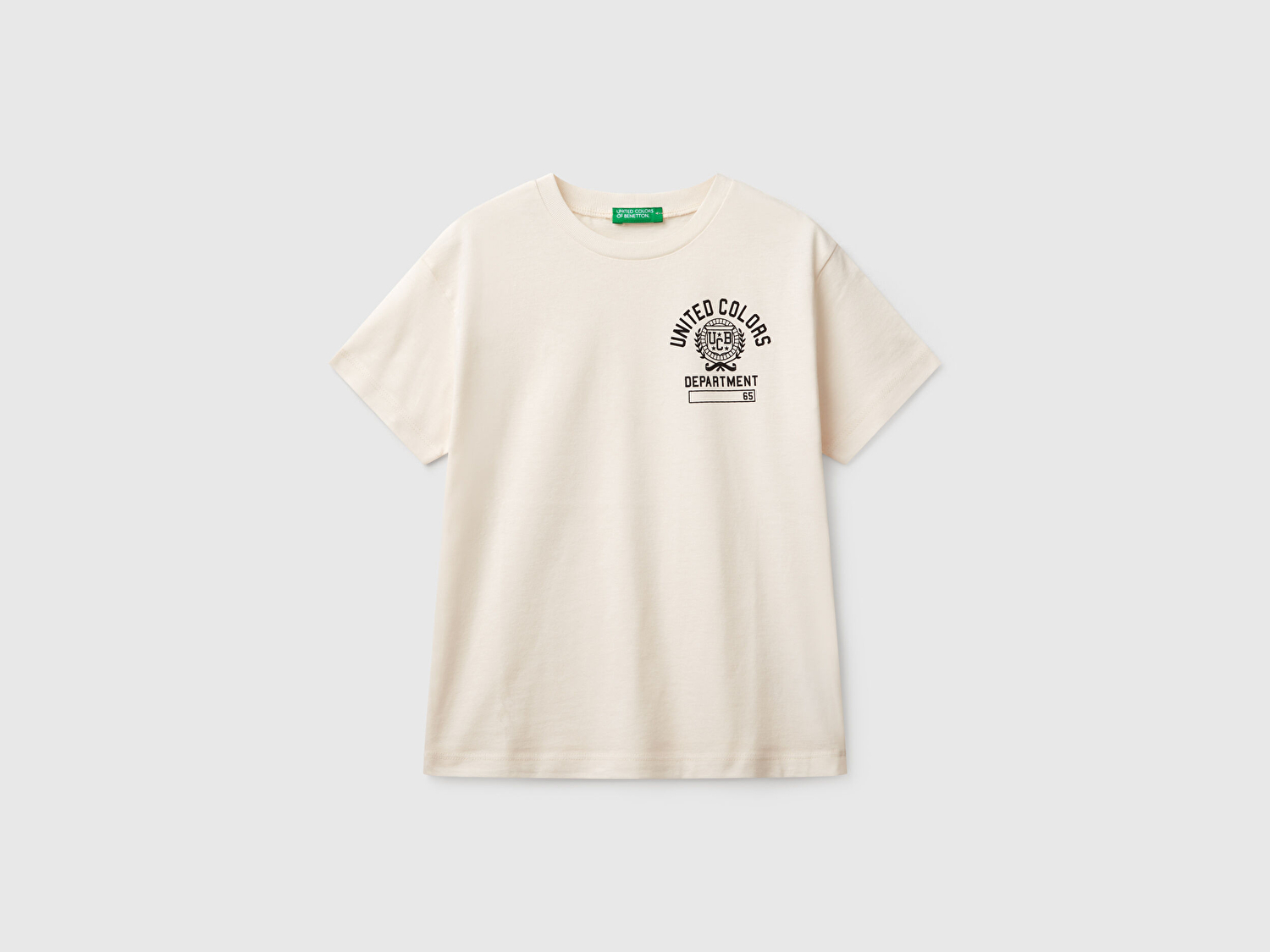 Benetton Erkek Çocuk Ekru Benetton Logo Baskılı T-Shirt