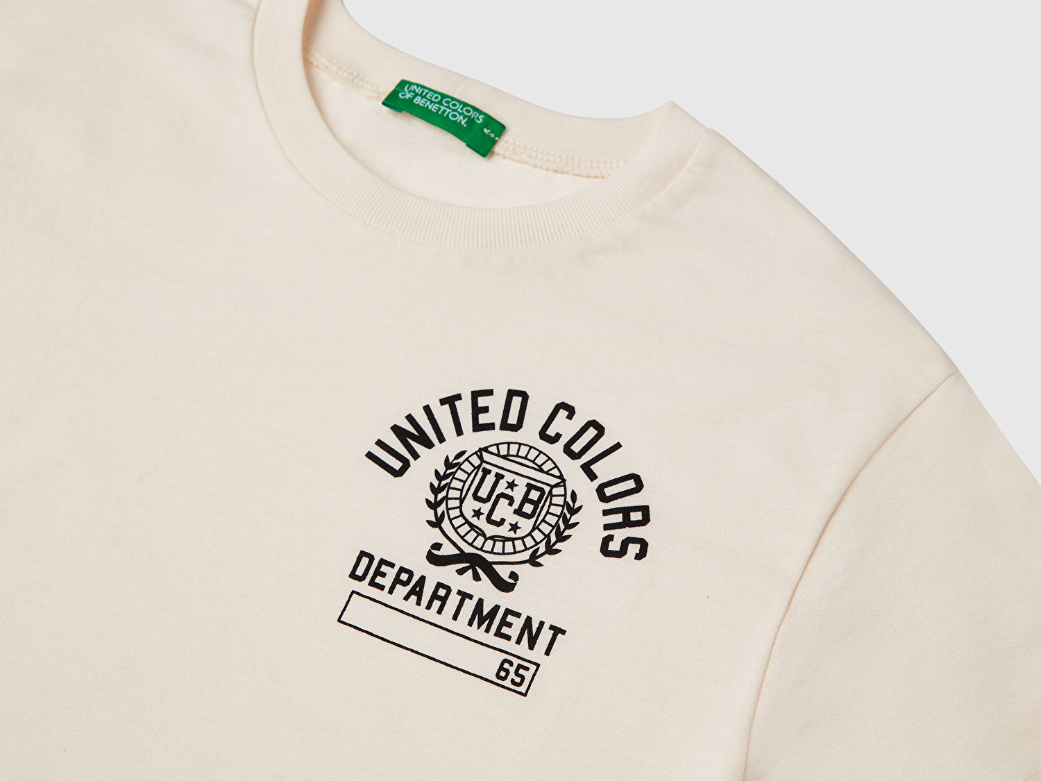 Benetton Erkek Çocuk Ekru Benetton Logo Baskılı T-Shirt