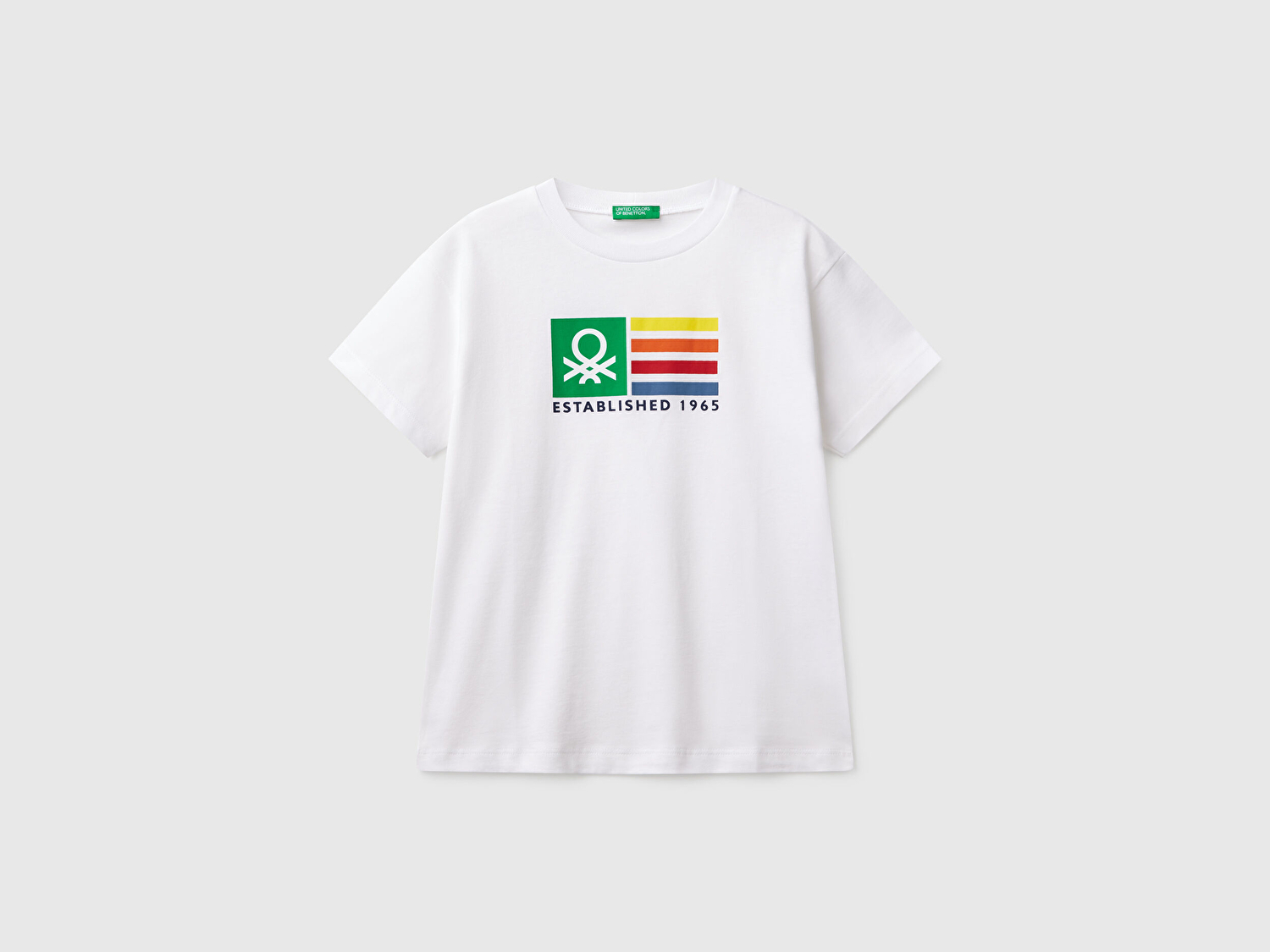 Benetton Erkek Çocuk Beyaz Benetton Logo Baskılı T-Shirt