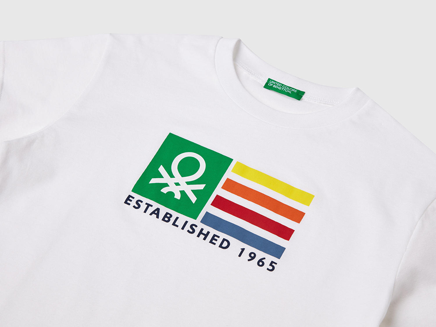 Benetton Erkek Çocuk Beyaz Benetton Logo Baskılı T-Shirt