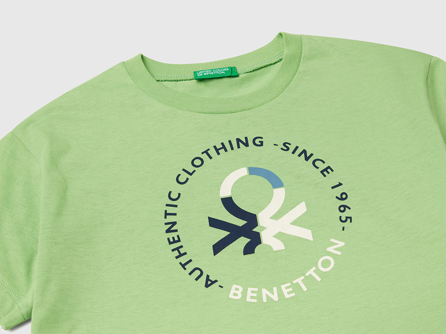 Benetton Erkek Çocuk Fıstık Yeşili Benetton Logo Baskılı T-Shirt