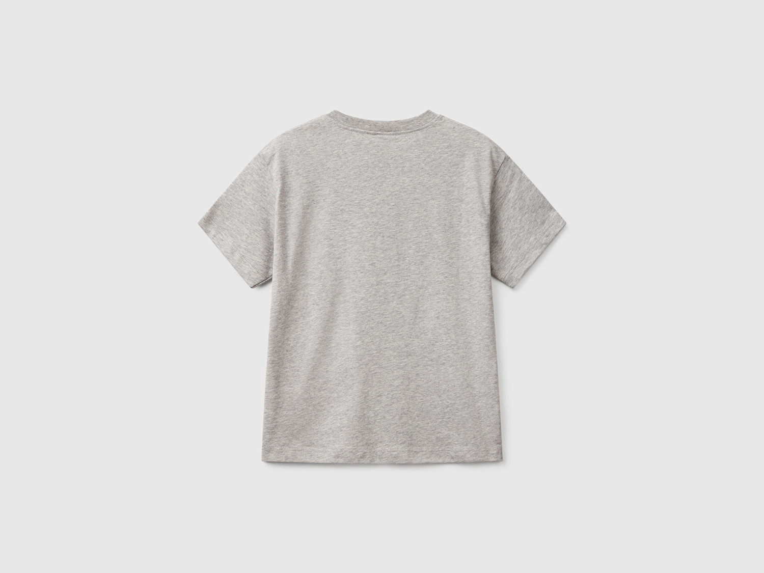 Benetton Erkek Çocuk Gri Melanj Benetton Logo Baskılı T-Shirt