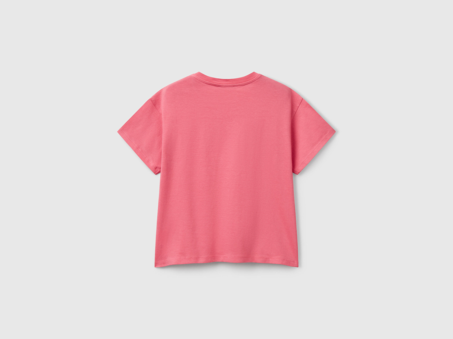 Benetton Kız Çocuk Fuşya Önü Payet İşlemeli Baskılı T-Shirt