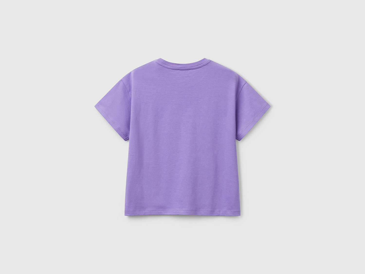 Benetton Kız Çocuk Mor Önü Payet İşlemeli Baskılı T-Shirt