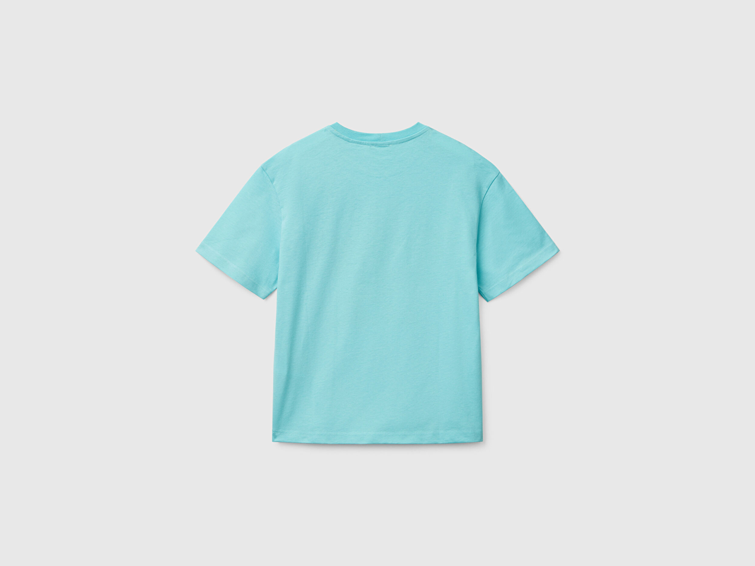 Benetton Erkek Çocuk Su Yeşili Slogan Baskılı T-Shirt