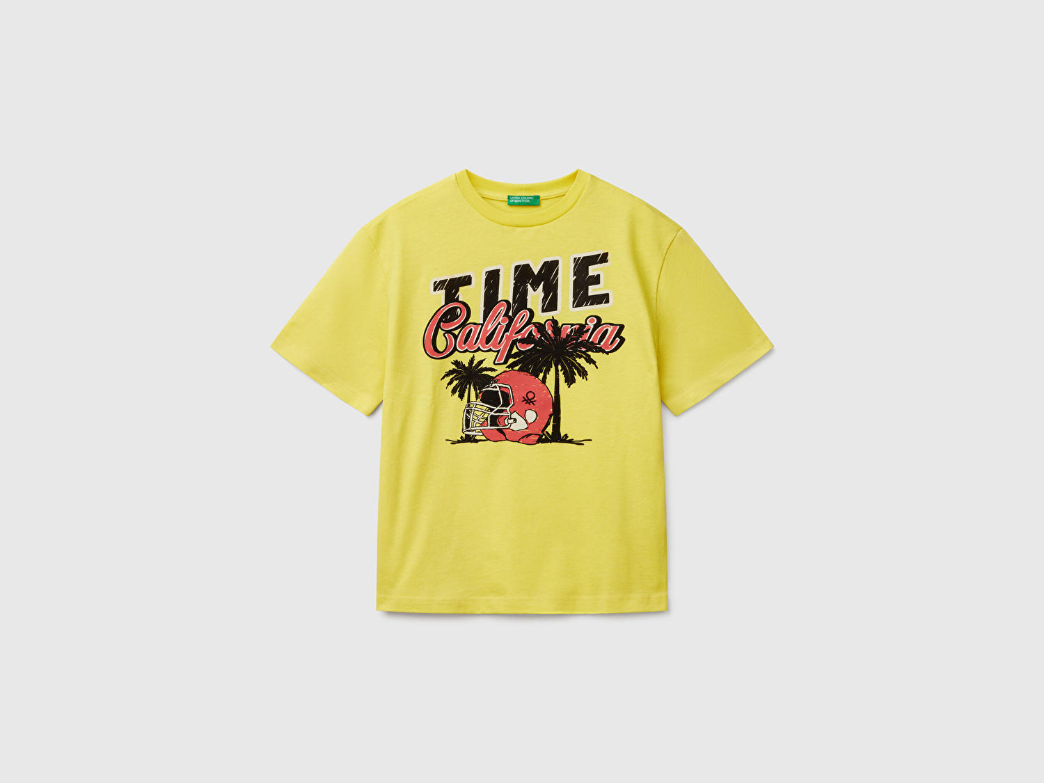 Benetton Erkek Çocuk Sarı Slogan Baskılı T-Shirt