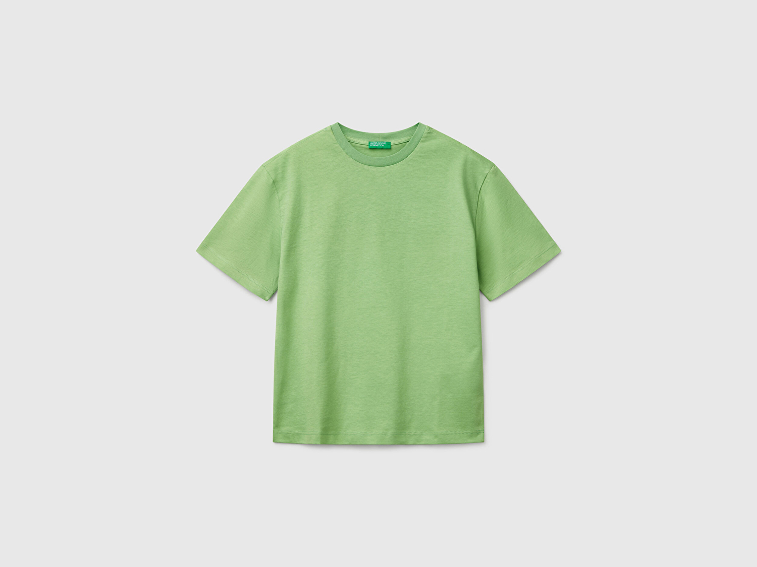 Benetton Erkek Çocuk Fıstık Yeşili Slogan Baskılı T-Shirt