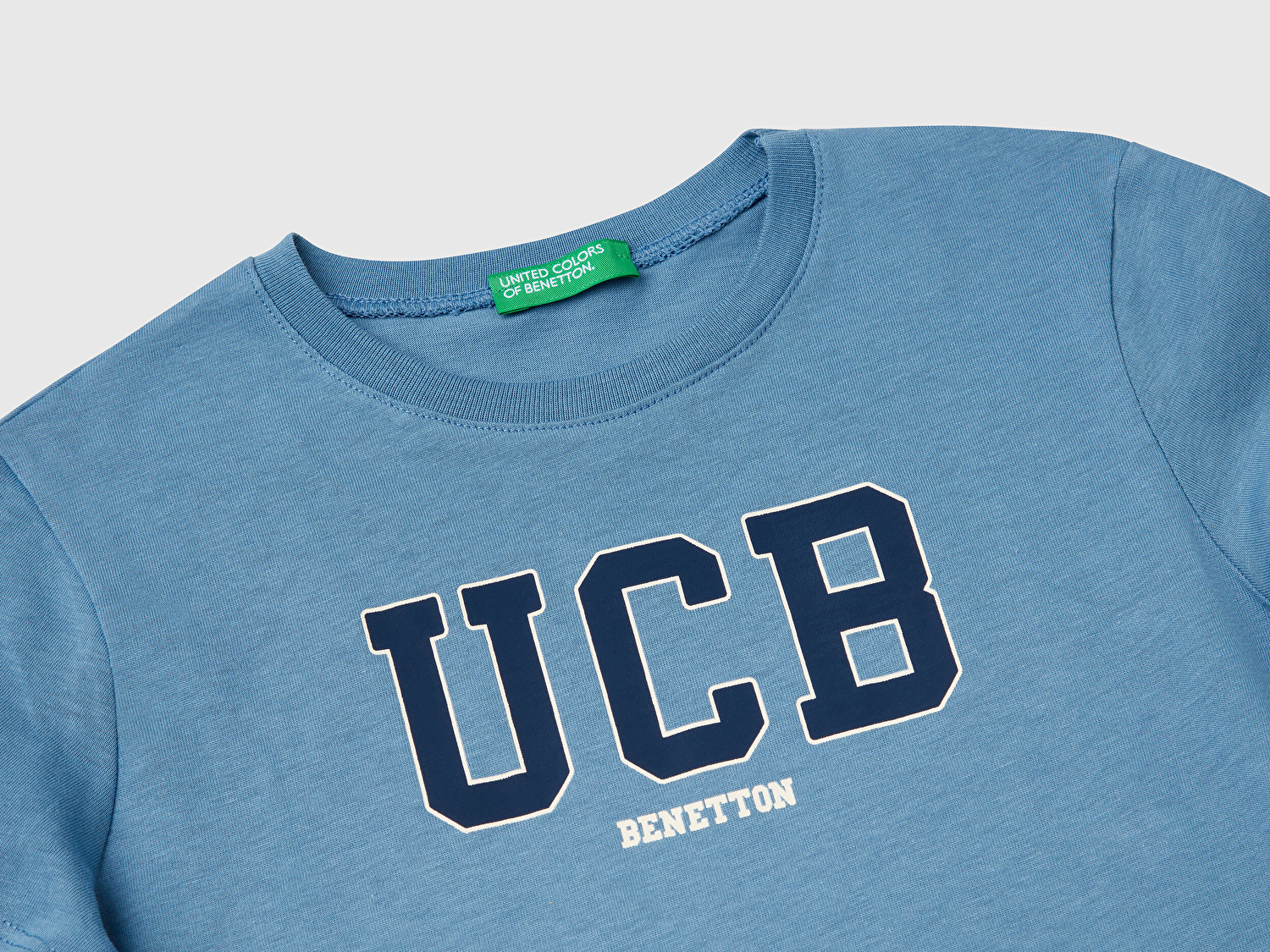 Benetton Erkek Bebek Havacı Mavi Benetton Logo Baskılı T-Shirt