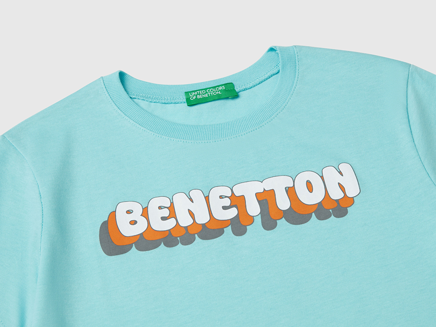 Benetton Erkek Bebek Su Yeşili Benetton Logo Baskılı T-Shirt