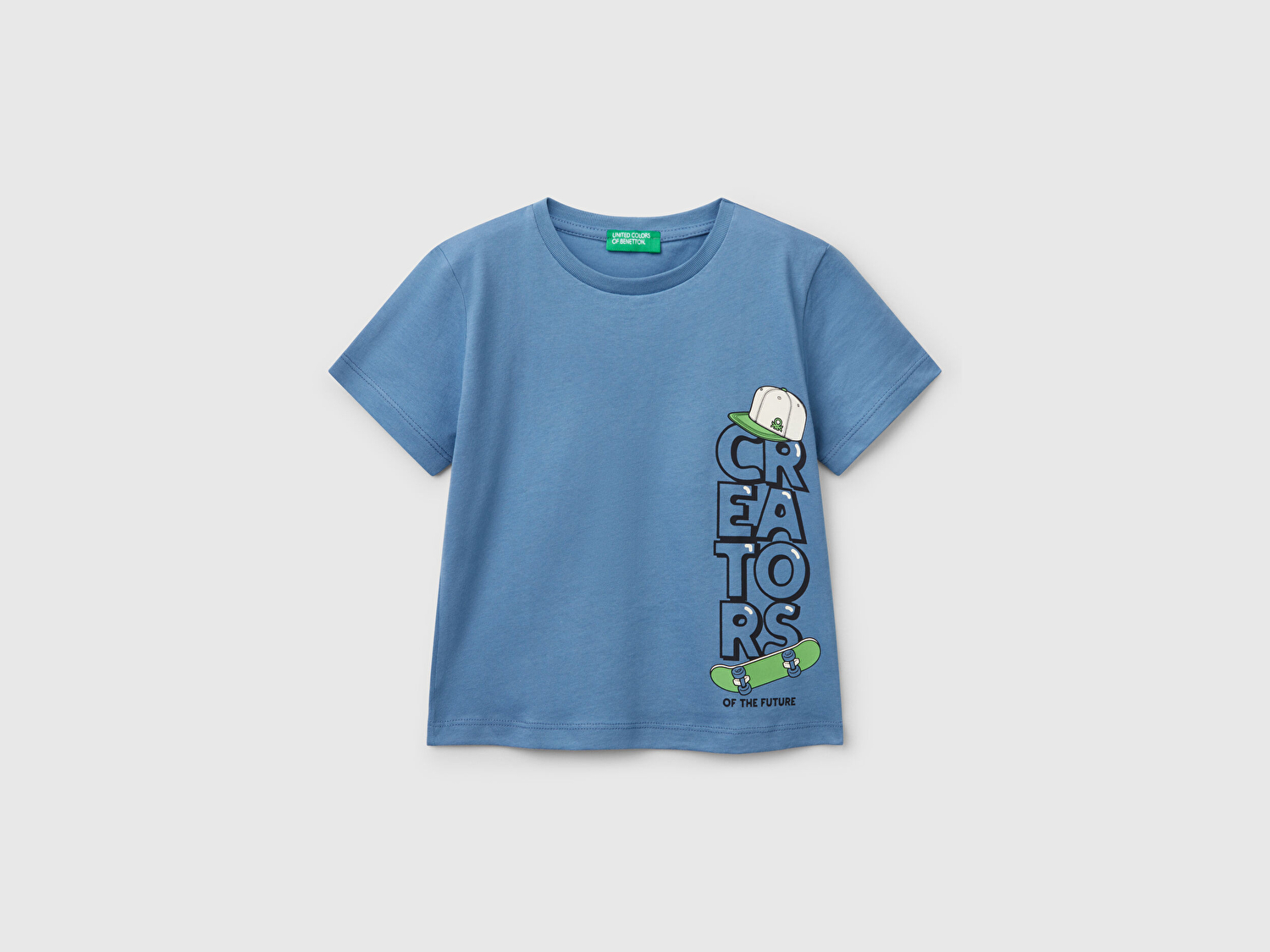 Benetton Erkek Bebek Havacı Mavi Grafik Baskılı T-Shirt