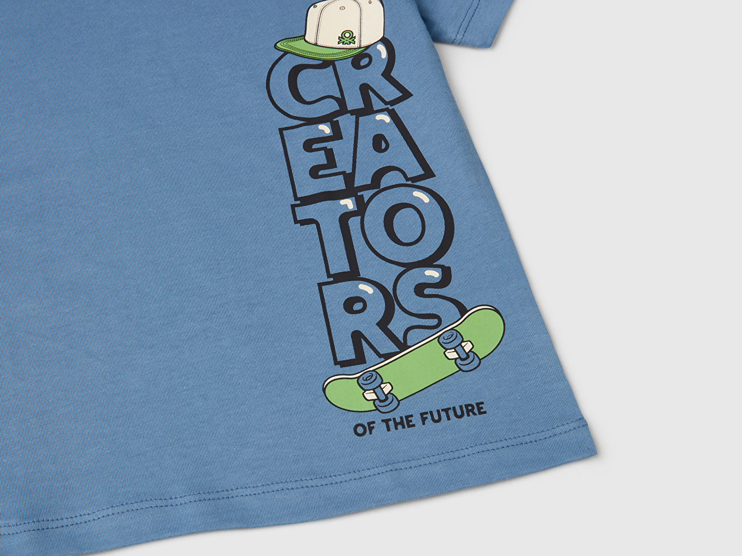Benetton Erkek Bebek Havacı Mavi Grafik Baskılı T-Shirt
