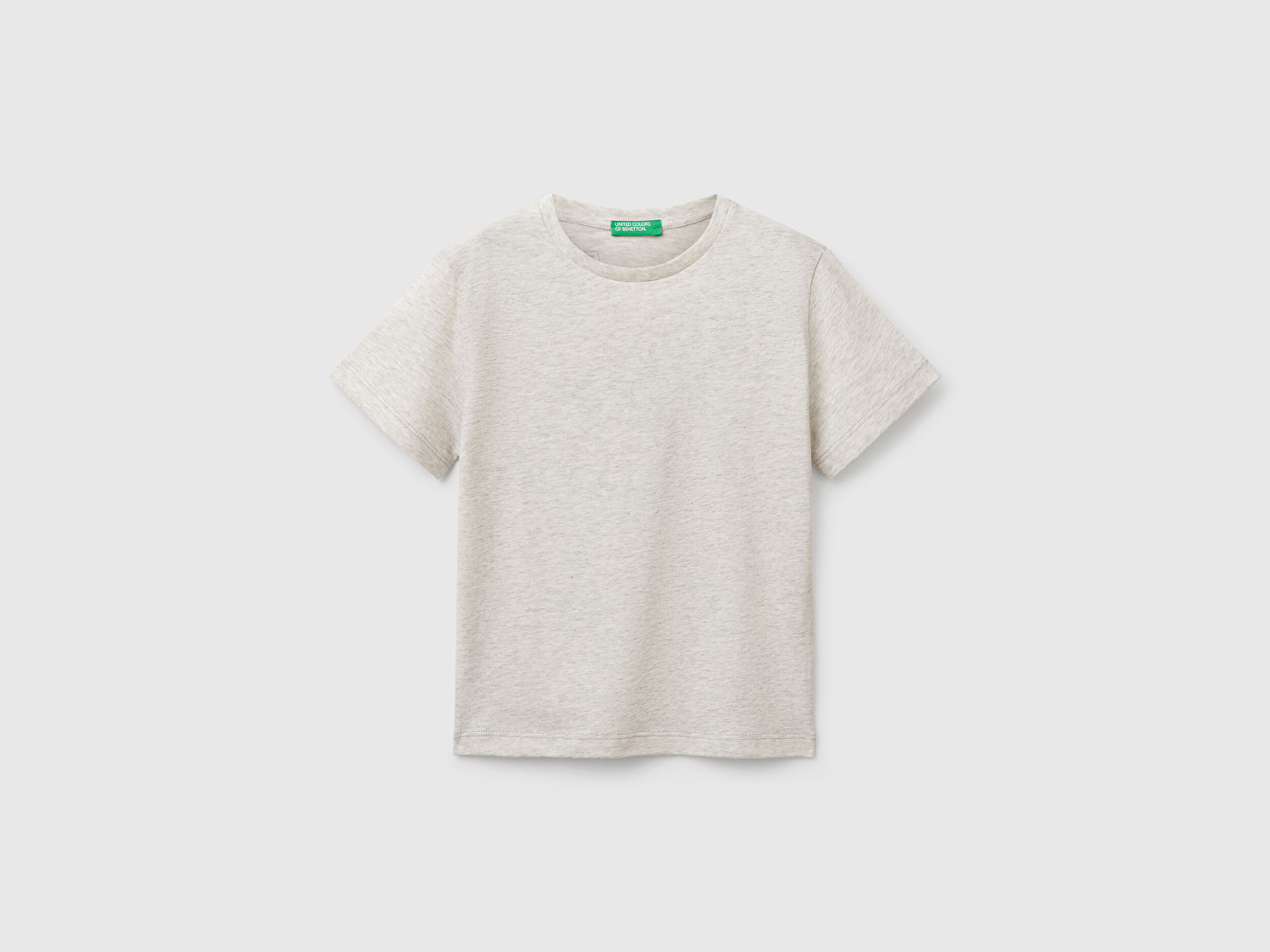 Benetton Erkek Bebek Açık Gri Melanj Grafik Baskılı T-Shirt