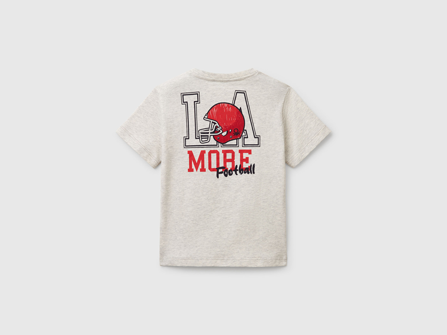 Benetton Erkek Bebek Açık Gri Melanj Grafik Baskılı T-Shirt