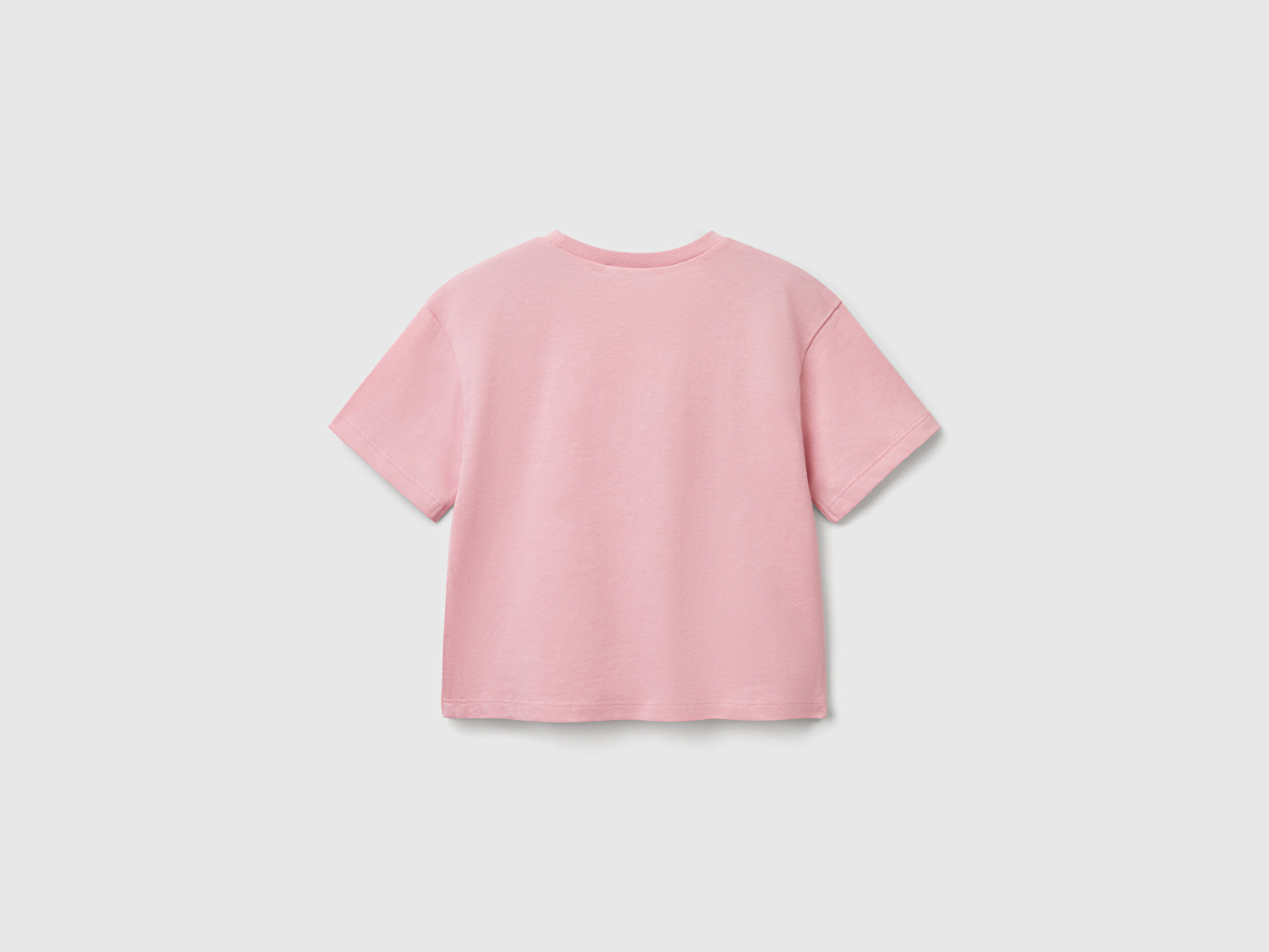 Benetton Kız Bebek Pembe Kumaş Aplikeli Hafif Oversize T-Shirt