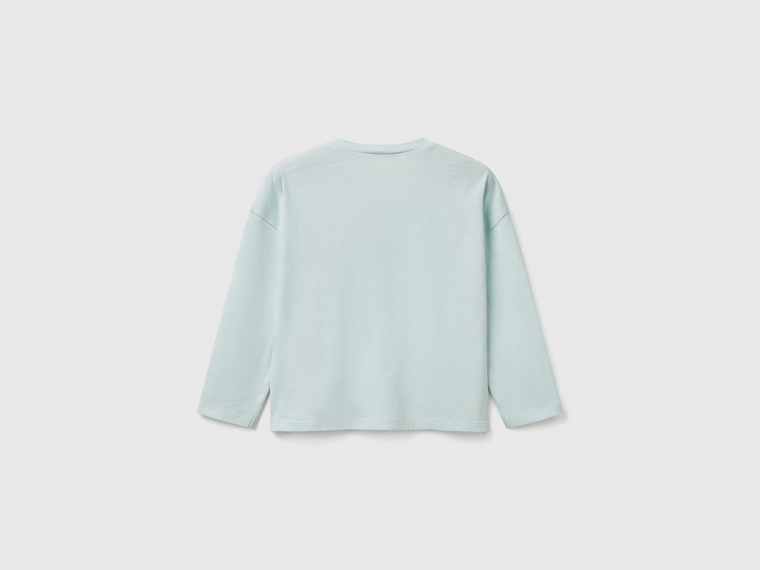 Benetton Kız Bebek Su Yeşili Baskılı Logo Etiketli Kalp Düğmeli T-Shirt