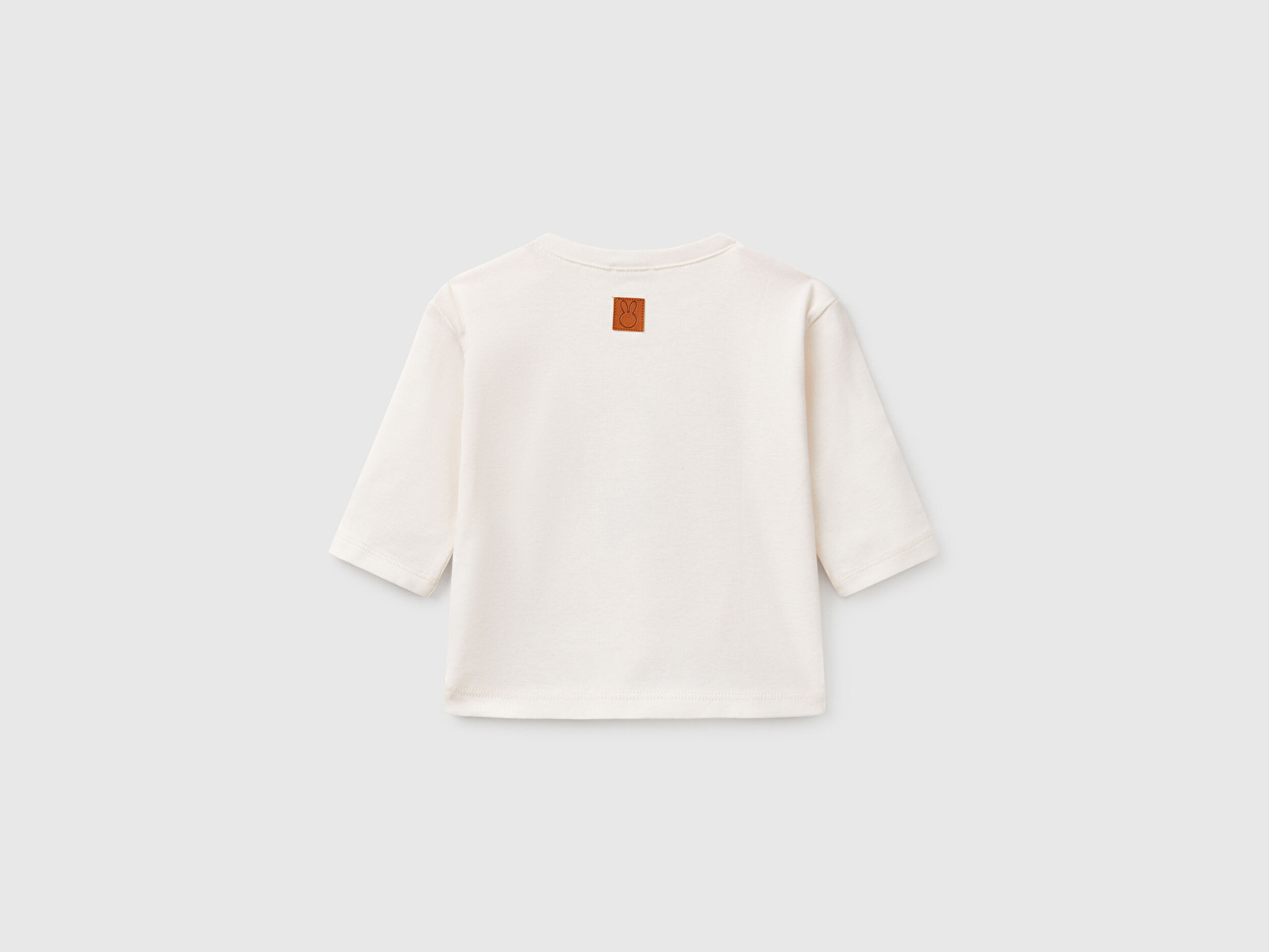 Benetton Bebek Ekru Grafik Baskılı Arkası Logo Detaylı Uzun Kollu T-Shirt