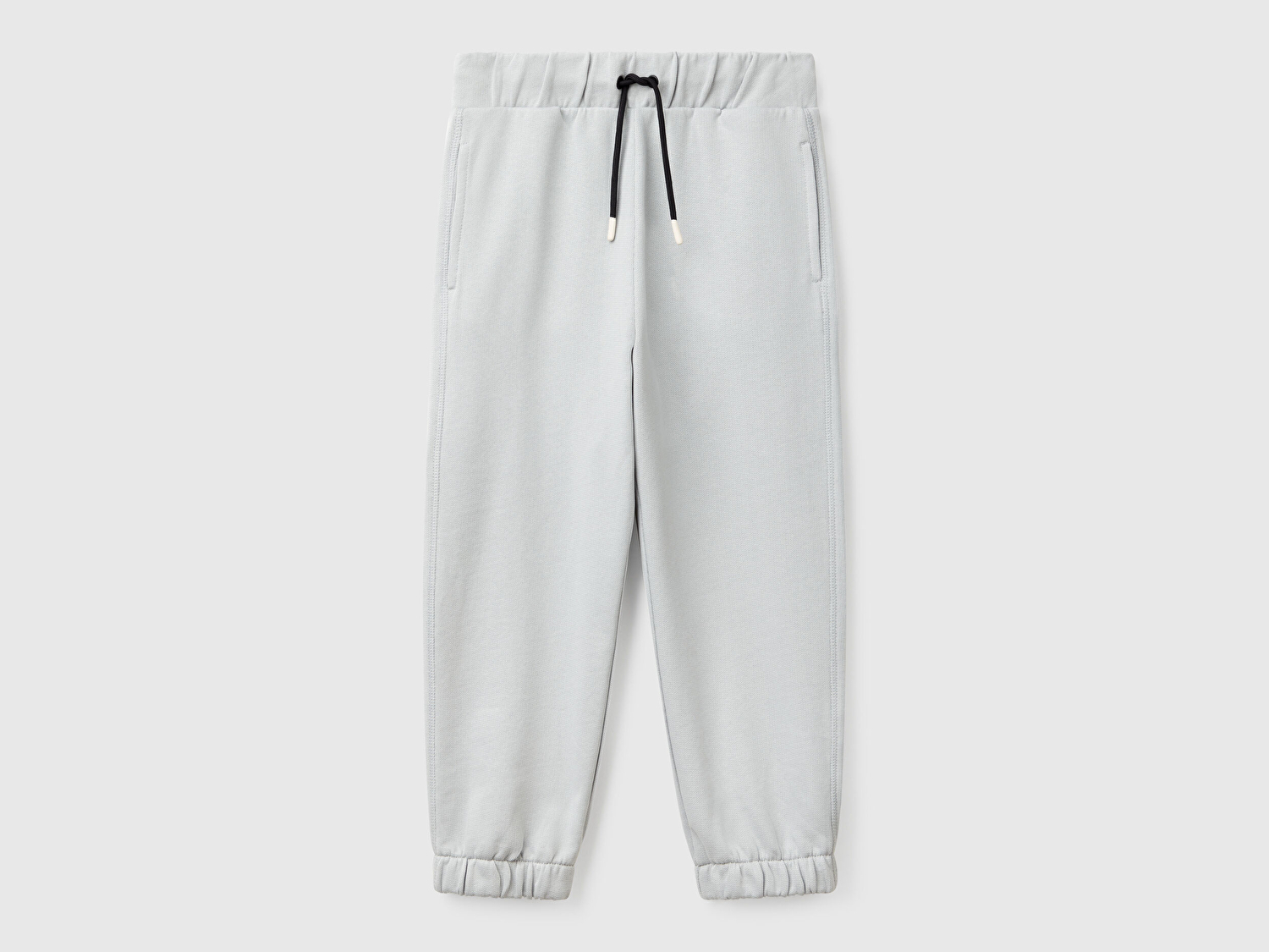 Benetton Erkek Çocuk Gri Melanj Arka Cebi Logo Detaylı Büzgü İpli Jogger Eşofman Altı