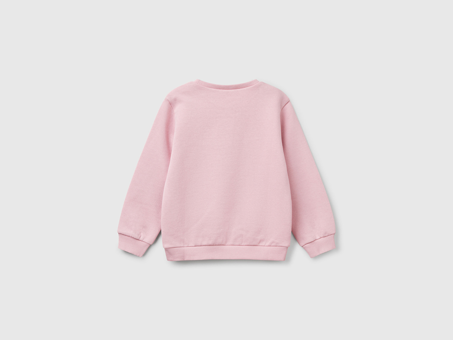 Benetton Kız Bebek Pembe Grafik Baskılı Ribanalı Bisiklet Yaka Sweatshirt