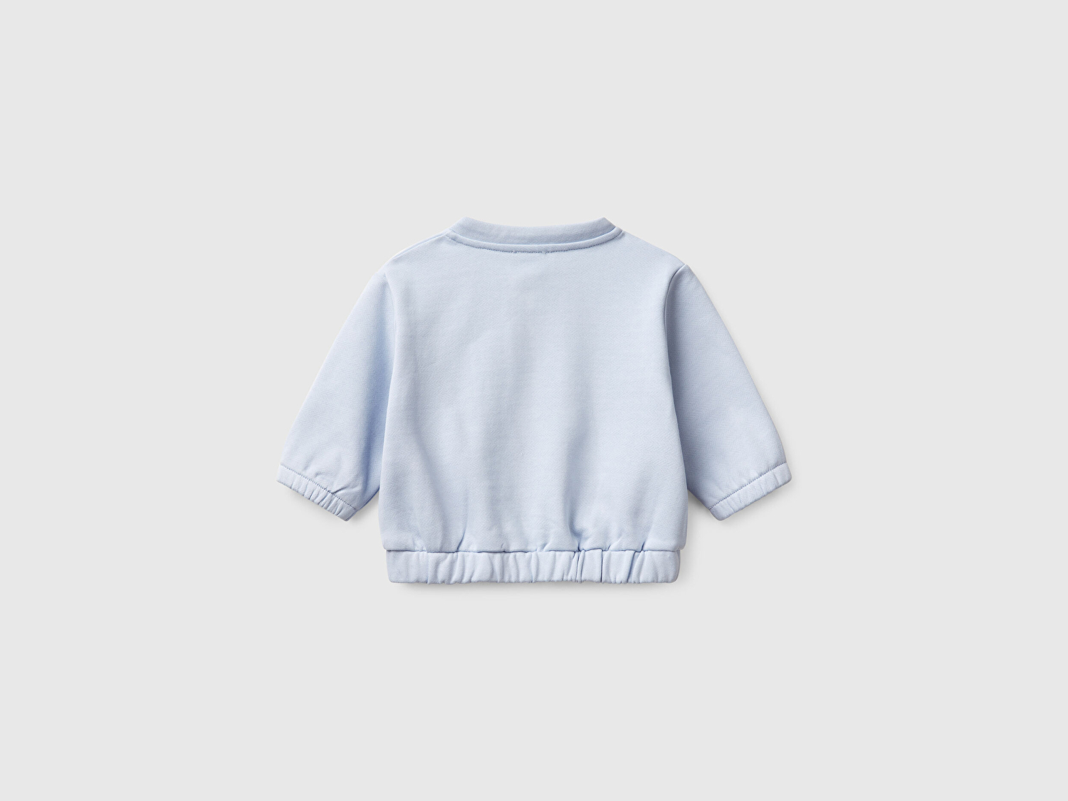 Benetton Bebek Toz Mavi Kese Cepli Manşetli Bisiklet Yaka Sweatshirt
