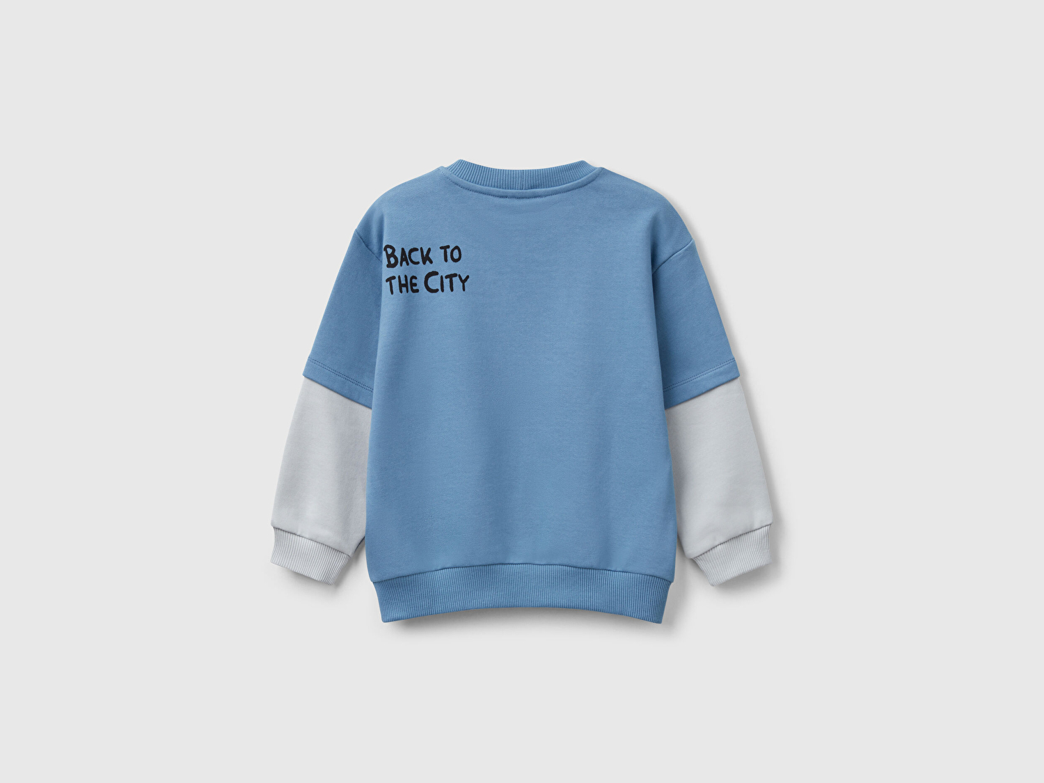 Benetton Erkek Bebek Havacı Mavi Grafik Baskılı Çift Kollu Bisiklet Yaka Sweatshirt