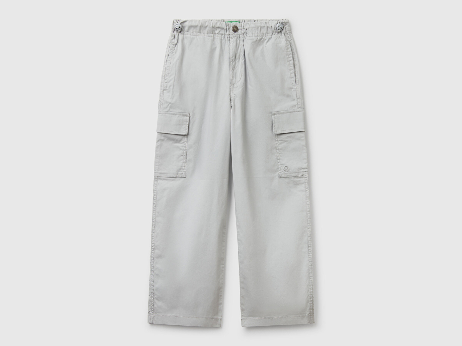 Benetton Erkek Çocuk Gri Melanj Logo Detaylı Paraşüt Pantolon
