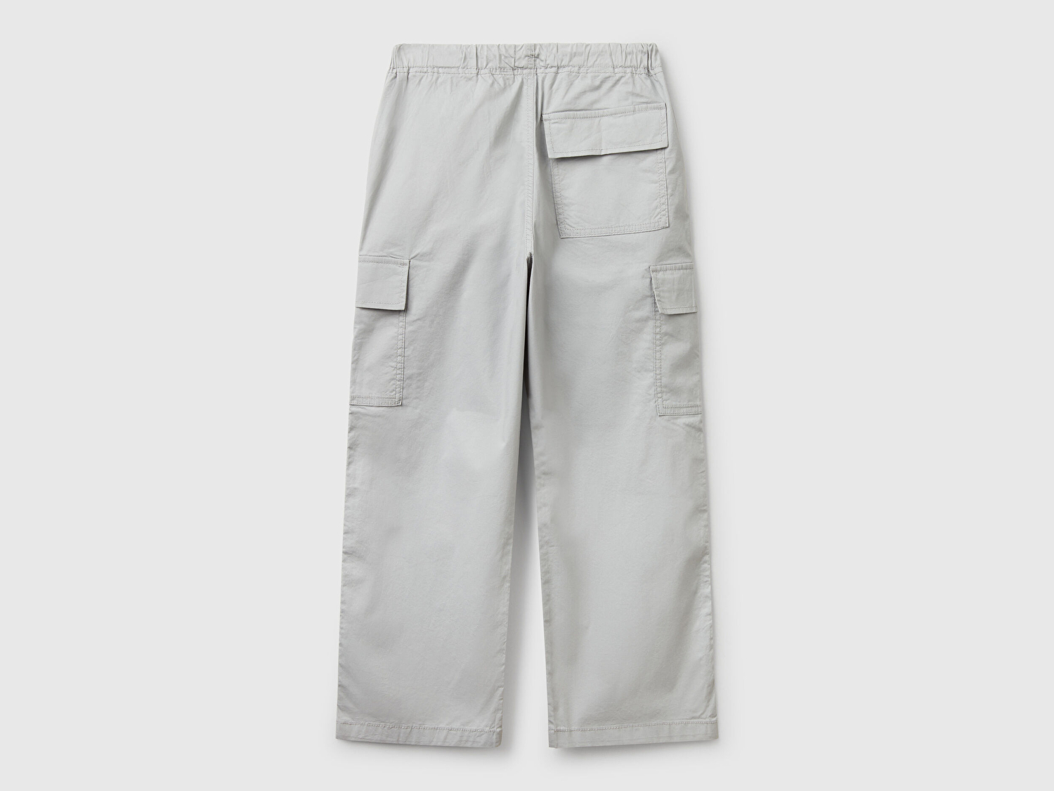 Benetton Erkek Çocuk Gri Melanj Logo Detaylı Paraşüt Pantolon