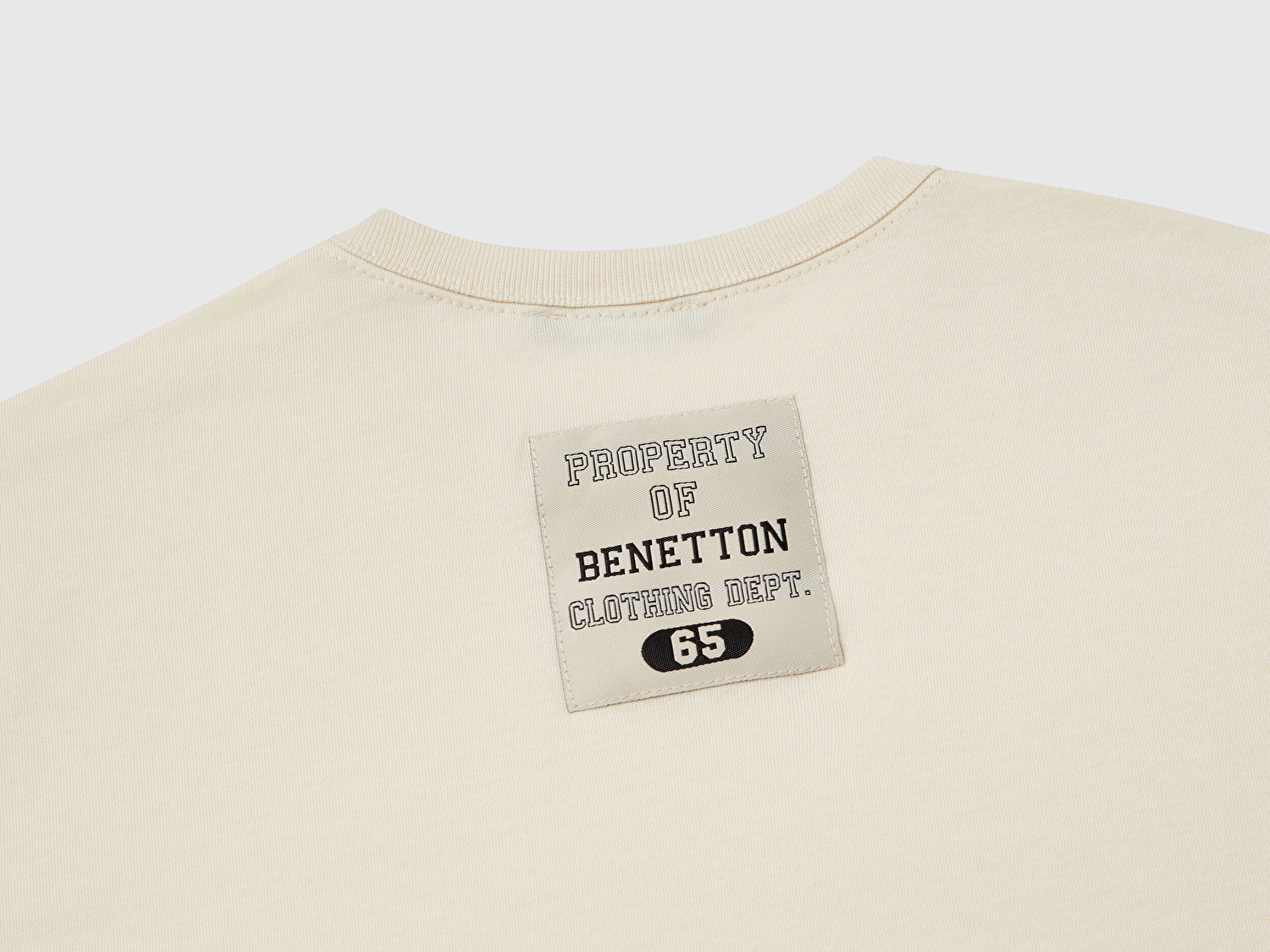 Benetton Erkek Çocuk Krem Logo Baskı Detaylı Oversize T-Shirt