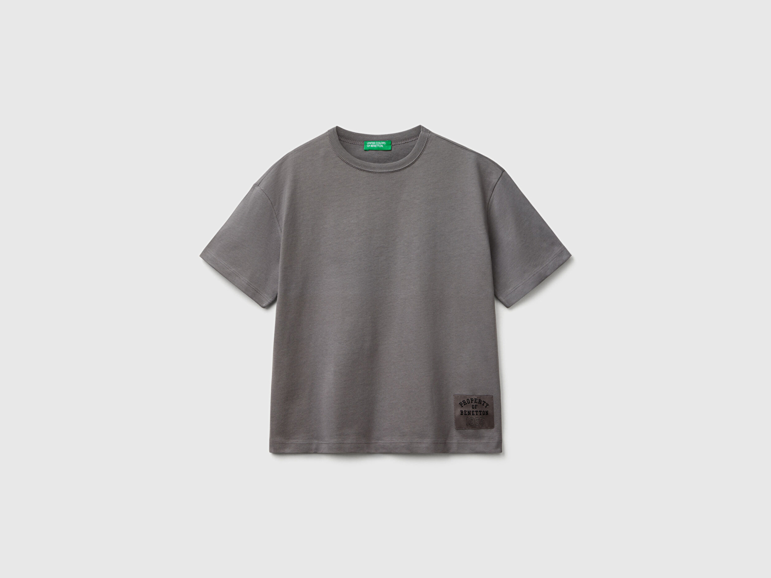 Benetton Erkek Çocuk Antrasit Logo Baskı Detaylı Oversize T-Shirt