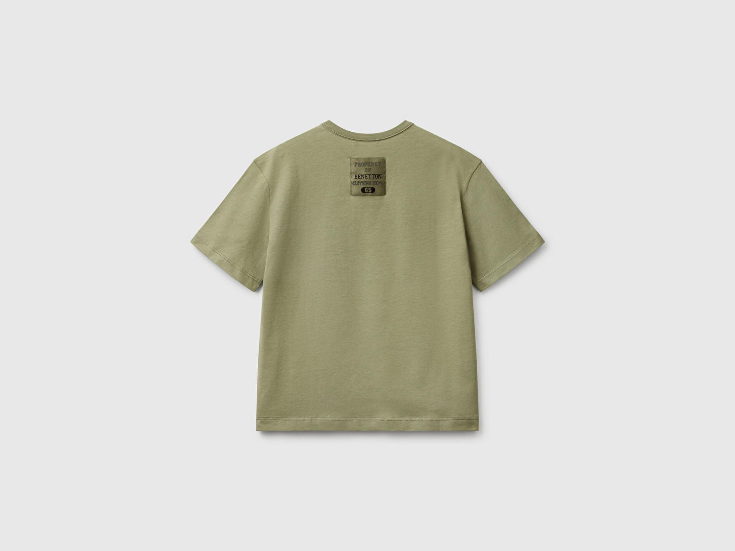 Benetton Erkek Çocuk Haki Logo Baskı Detaylı Oversize T-Shirt